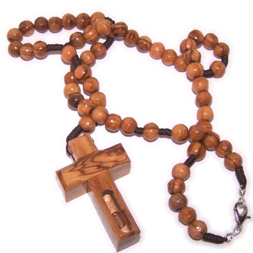  Olive wood Rosary necklace with special Cross containing Jordan Water - With Certificate ( 13 inch long )、mySite、elrpsem3k