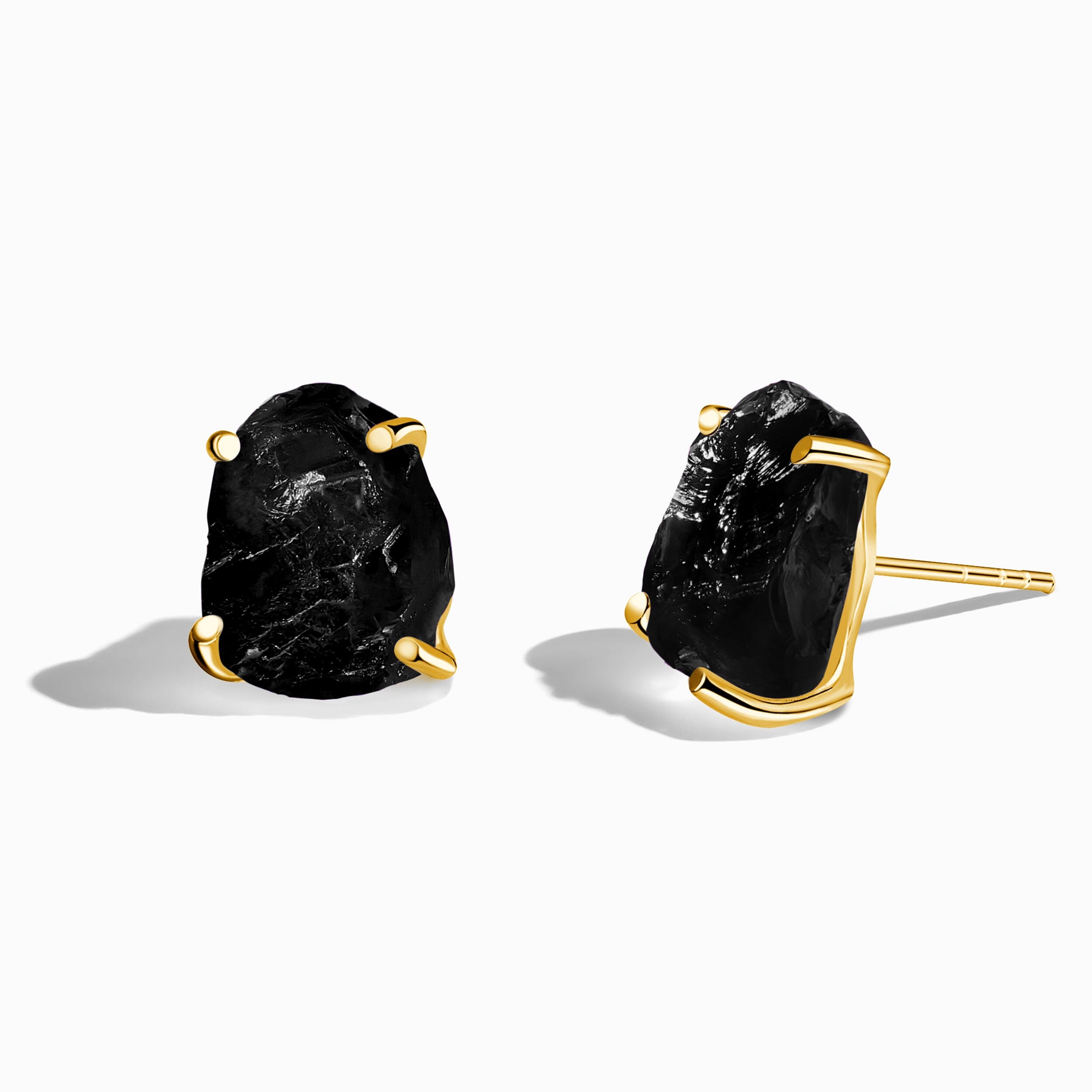 Raw Crystal Studs - Black Obsidian Studs + Free Gift Bag、mySite、hinf8tx79