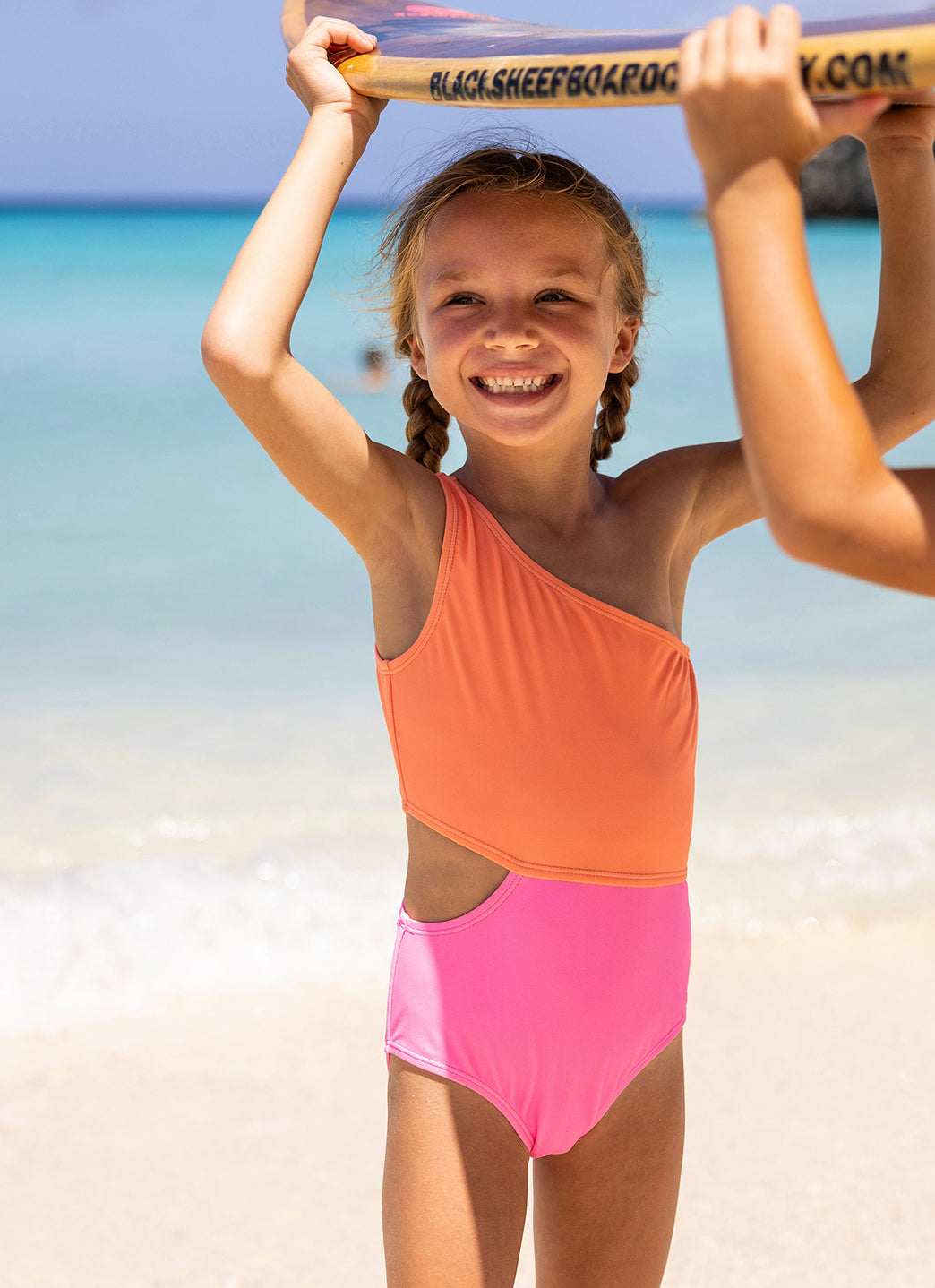 Snapper Rock Girls' Candy Colorblock One Shoulder One Piece Swimsuit (Little Kid, Big Kid)、mySite、noshort