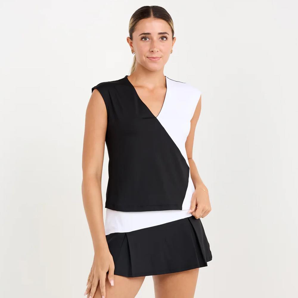 Sofibella Women's Monochrome Cap Sleeve Top - Black/White