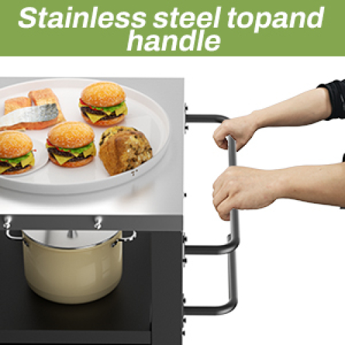 Outdoor Grill Cart with Patio Furniture, Outdoor Grill Table with Storage,Rolling Bar Cart Outdoor BBQ Cart with Hooks and Spice Rack for Grilling Accessories, Black、、eastwooduniform