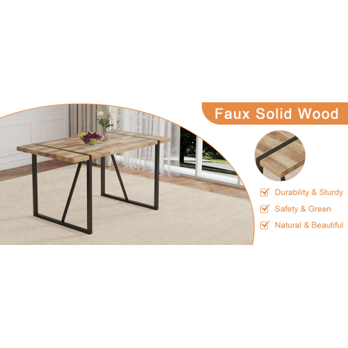 Rustic Industrial Rectangular Wood Dining Table For 4-6 Person, With 1.5" Thick Engineered Wood color Tabletop and Black Metal Legs,Desk For Kitchen Dining Living Room, 55.1" x 31.4"x 29.9"1529W115172、、casual