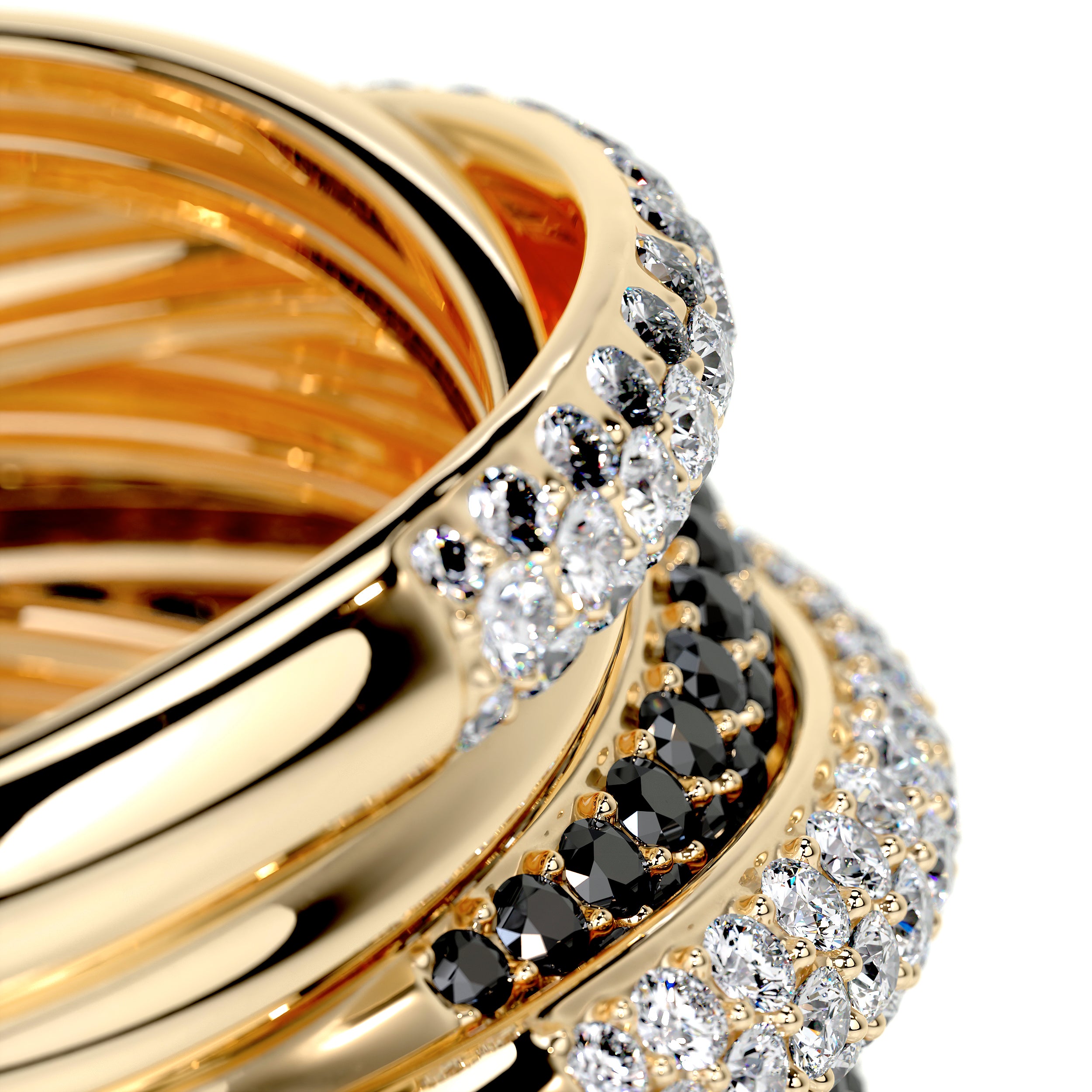 Aurora Black & White Diamond Wedding Ring (3 Carat) -18K Yellow Gold、mySite、hinf8tx79