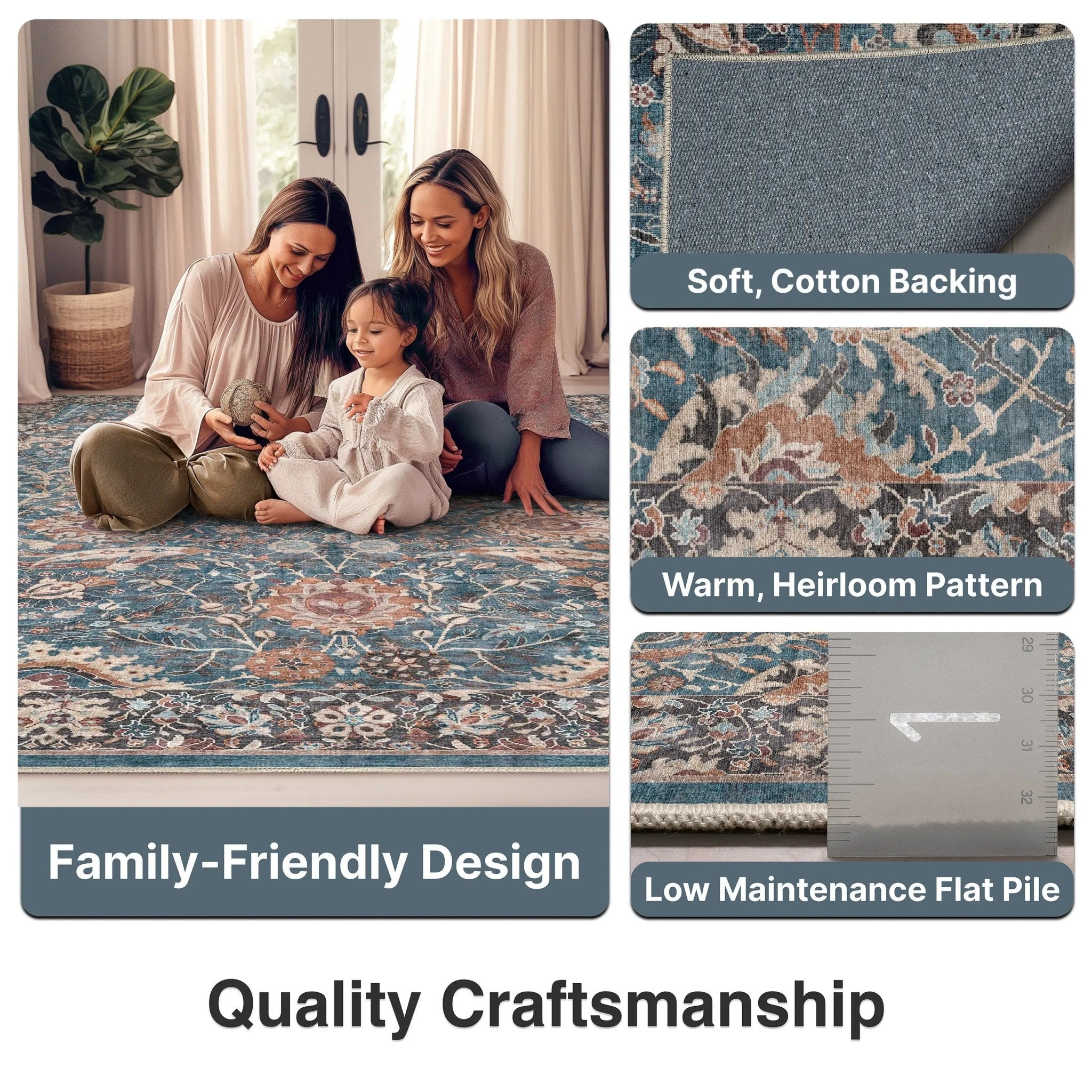 Liana Vintage Oriental Teal Flat-Weave Rug、mySite、gigharbornorthrealestate