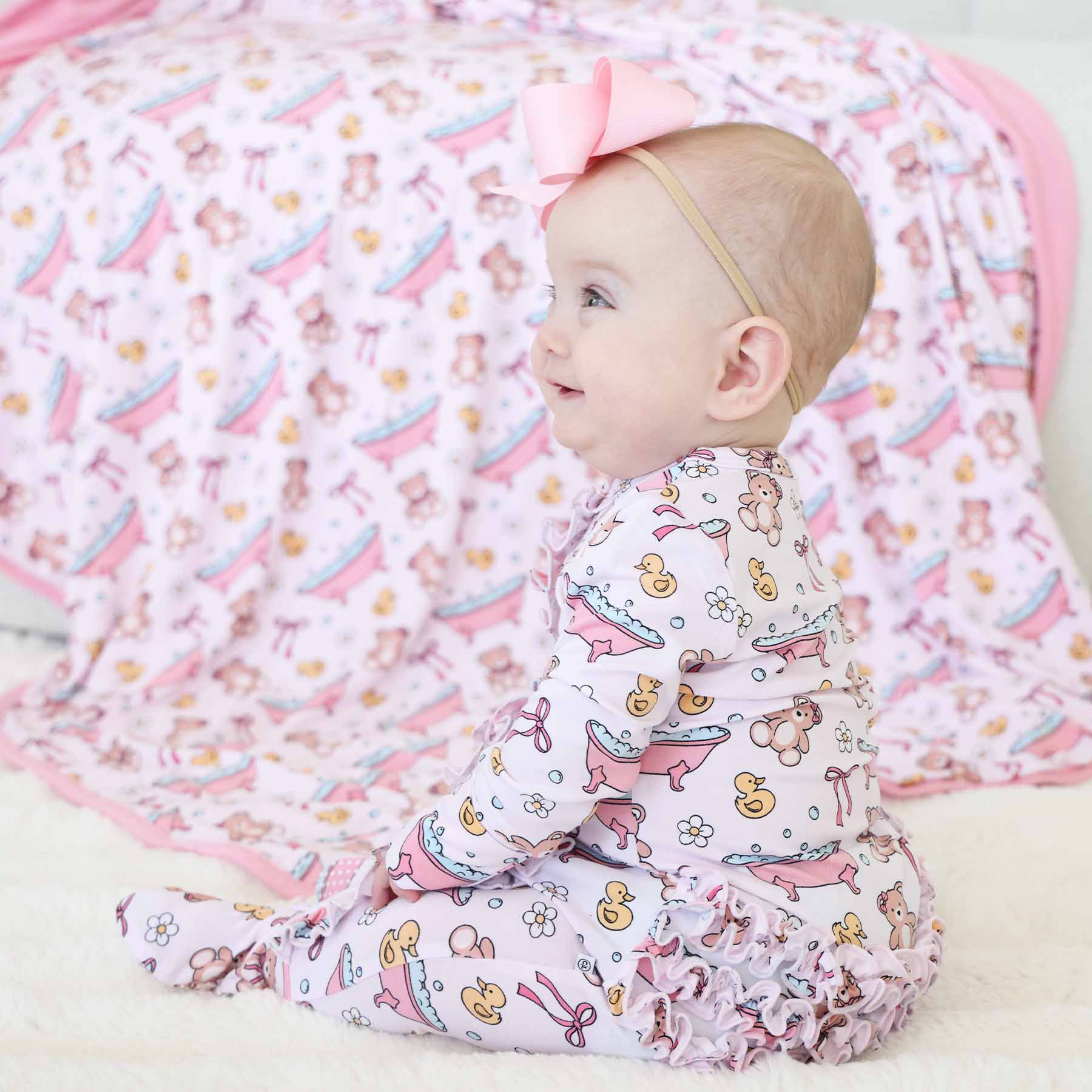  Bathtime Besties Ruffle Zipper Footie | Pink、mySite、layawaytickets