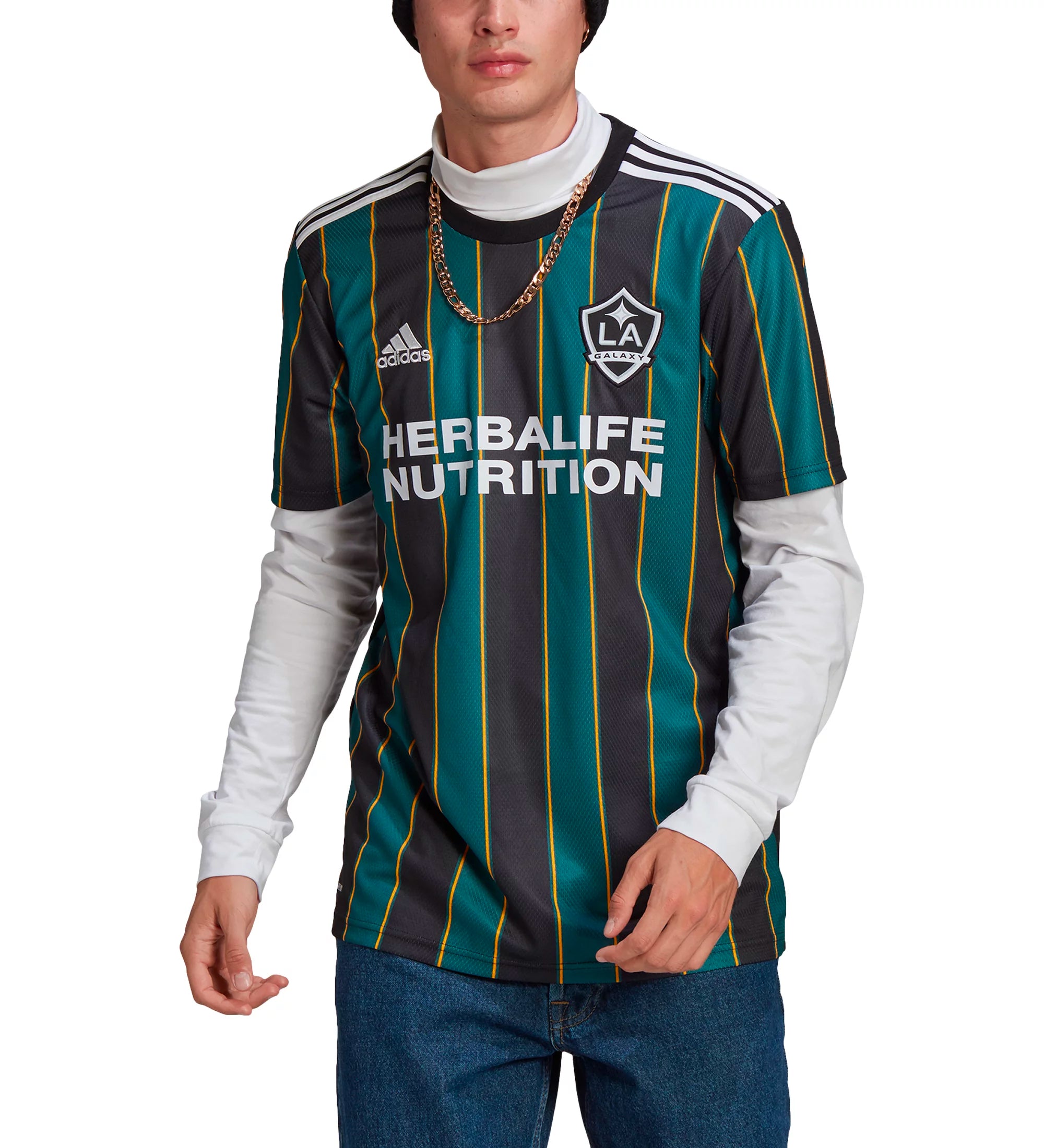 adidas Men's LA Galaxy 2021/22 Away Jersey Black/Tech Green、mySite、bottomscart