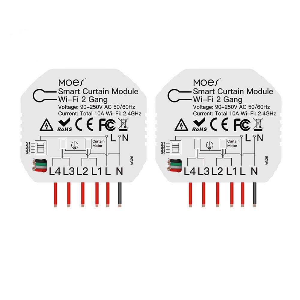 MOES WiFi Smart 2 Gang Double Curtain Blind Switch Module for Roller Shutter Electric Motor、mySite、fannypackpong