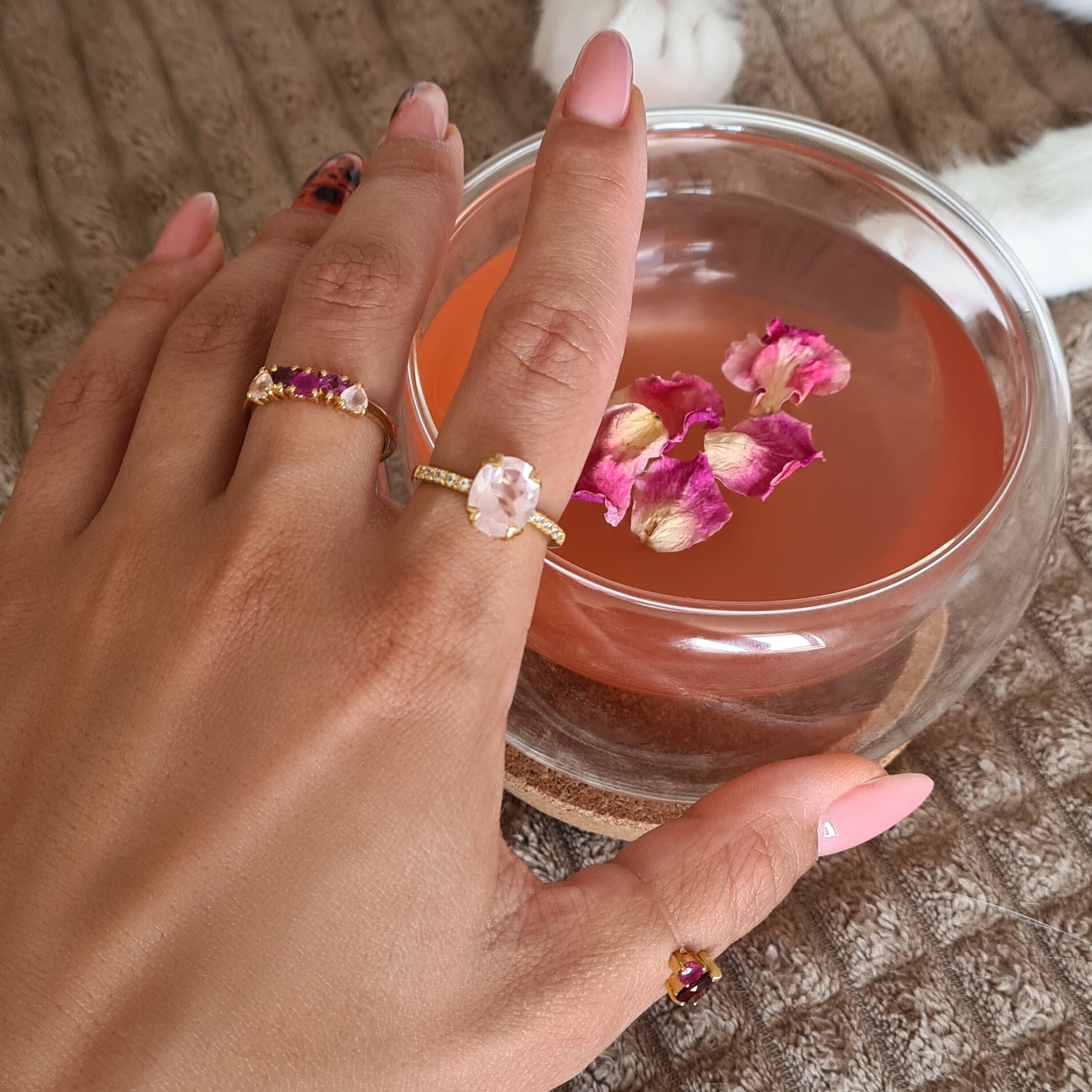 Rose Quartz Rhodolite Ring - Crush On You、mySite、hinf8tx79