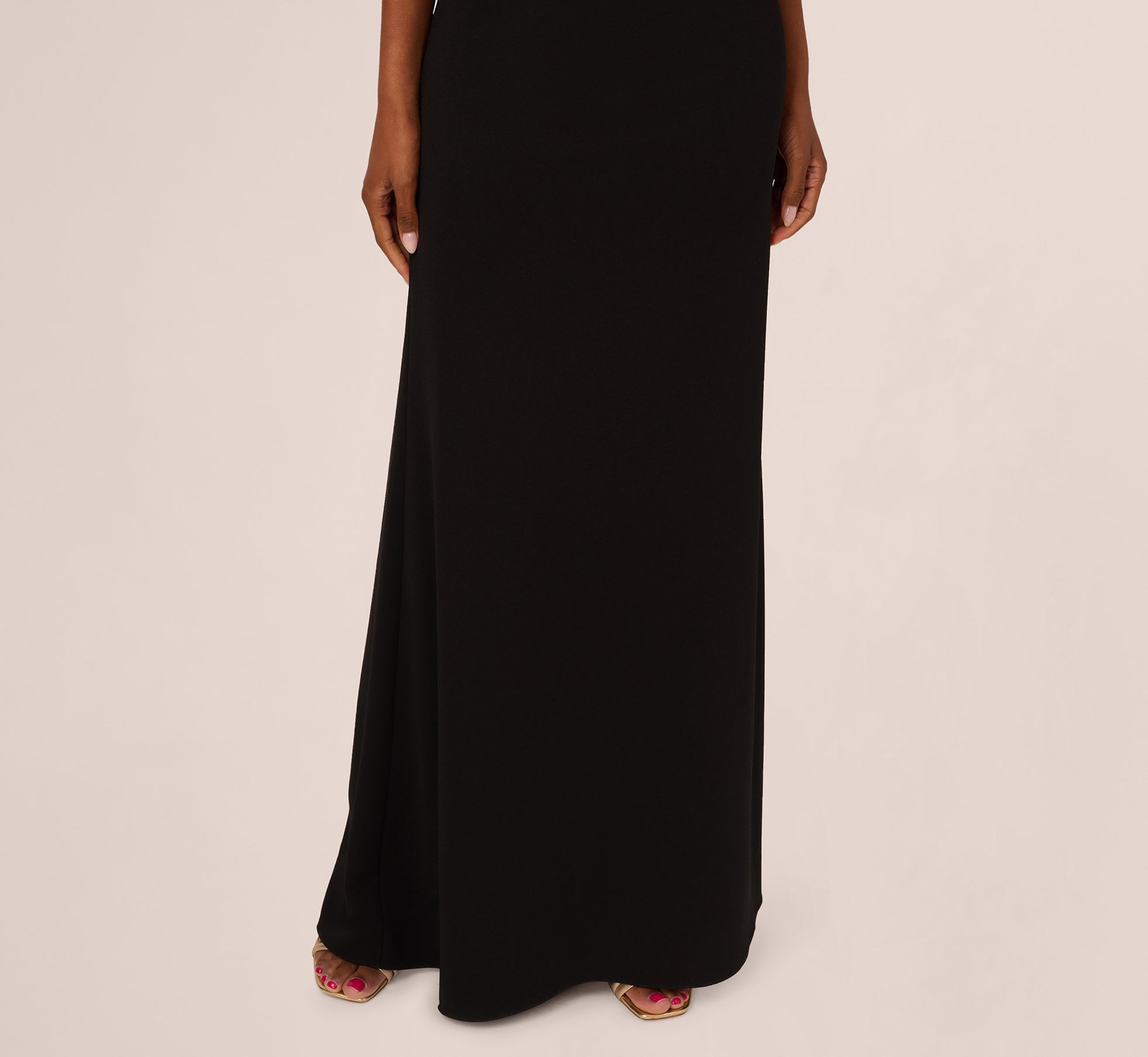 One Shoulder Color Block Bow Gown In Black Ivory、mySite、solidvoid