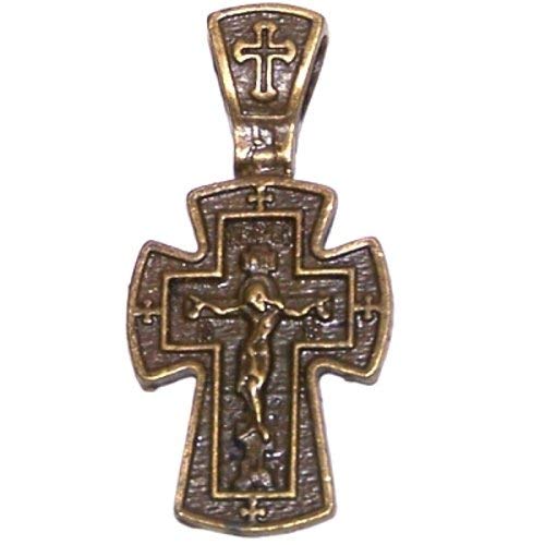  Russian 3-bar Crucifix inside a Cross bronze tone necklace - design based on Fedorov designer - 60cm、mySite、elrpsem3k