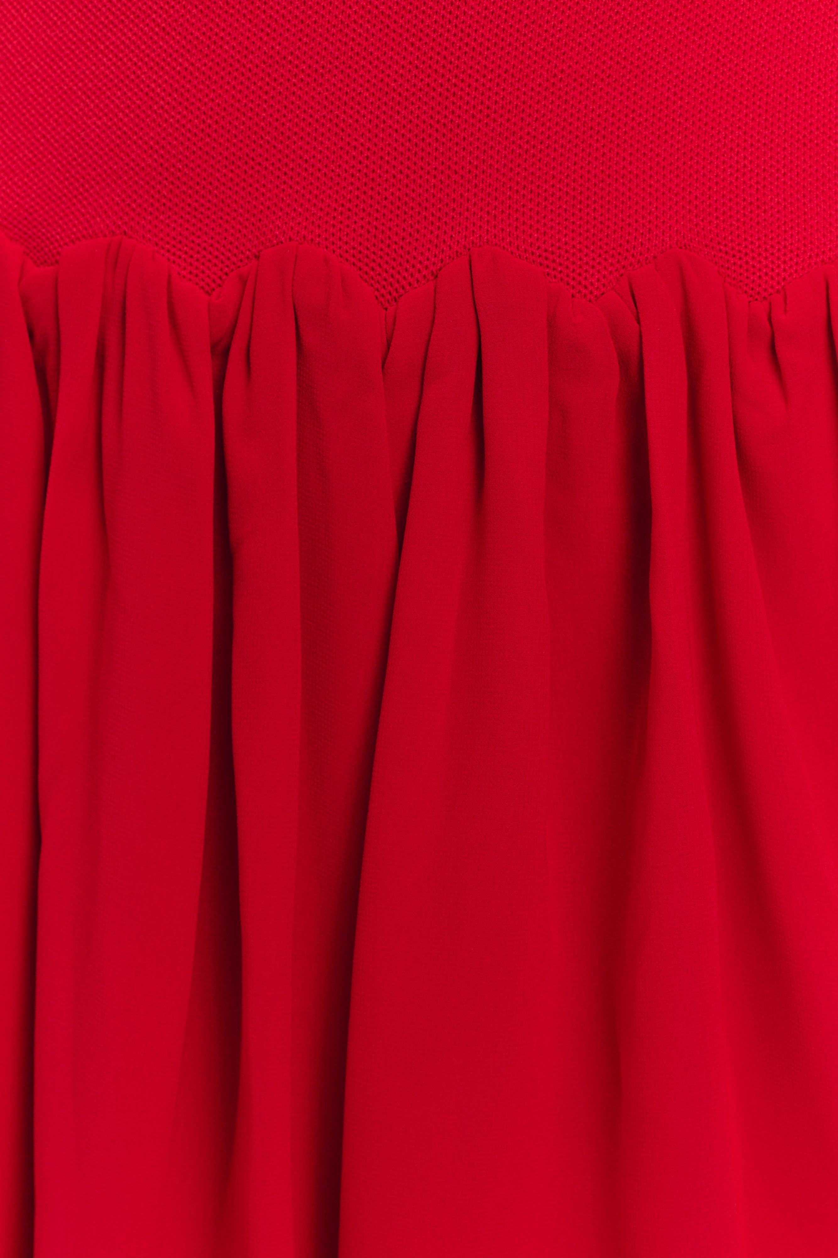 Ashleigh Knit And Chiffon Mini Dress - Red、mySite、solidvoid