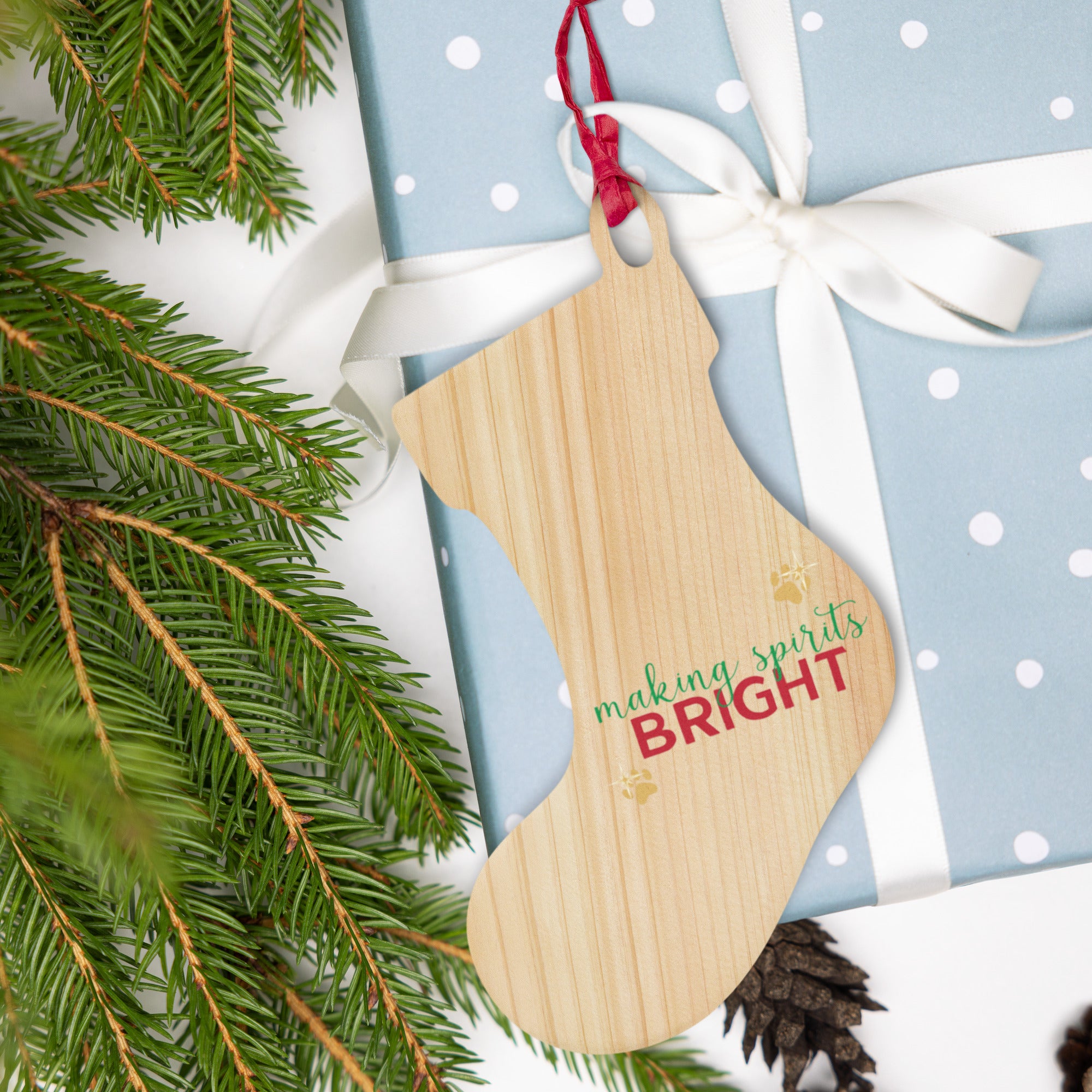Making Spirits Bright Wooden Ornament、mySite、camillekostekn