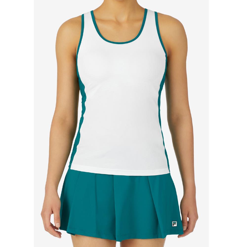 Fila Women's LA Finale V Back Tank - White/Deep Lake