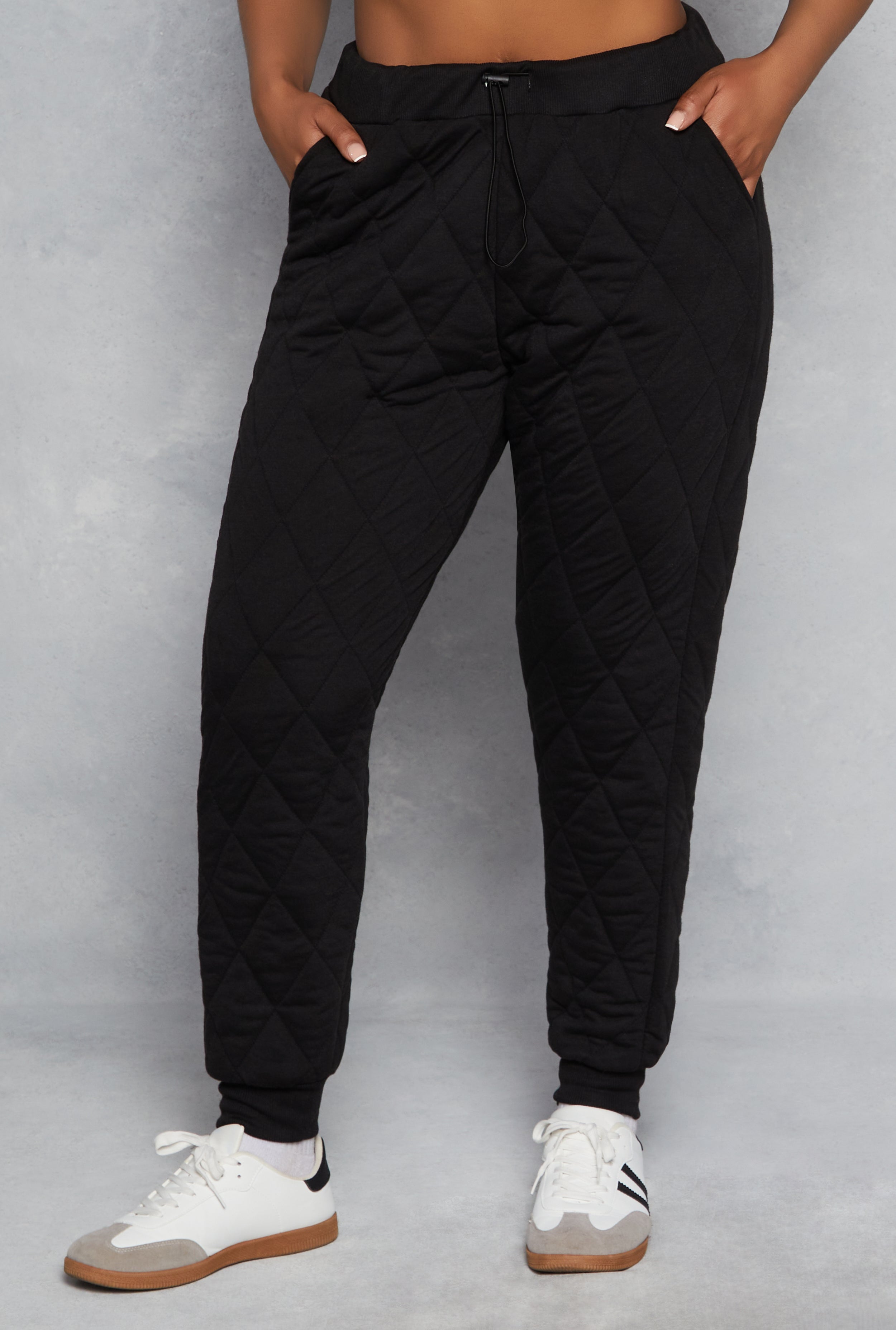 Plus Size Quilted Toggle Drawstring Joggers、mySite、camillekostekn