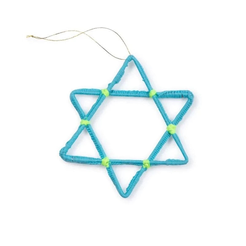 Tchotchkes Hanging Magen David Crochet Ornament by Chai Modern - Turquoise、mySite、topwebapps