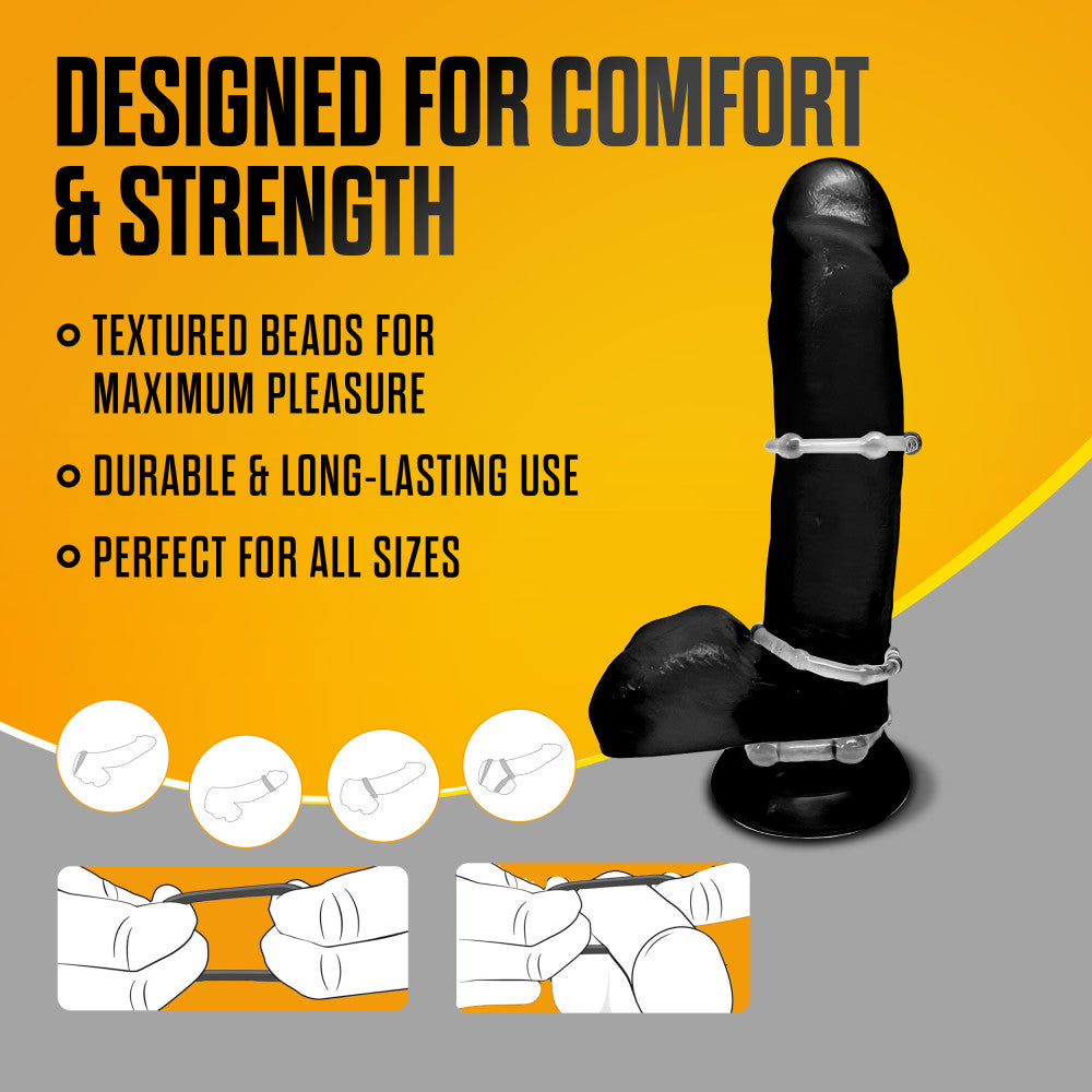 Stay Hard By Blush® | Clear Beaded Penis Rings (3-Sizes)、mySite、bottomscart