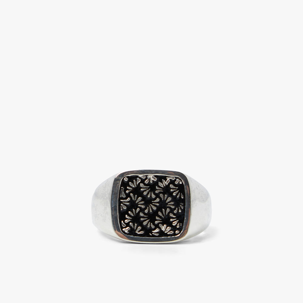  MAPLE Floral Signet Ring Silver / Black Enamel、mySite、merchandisen