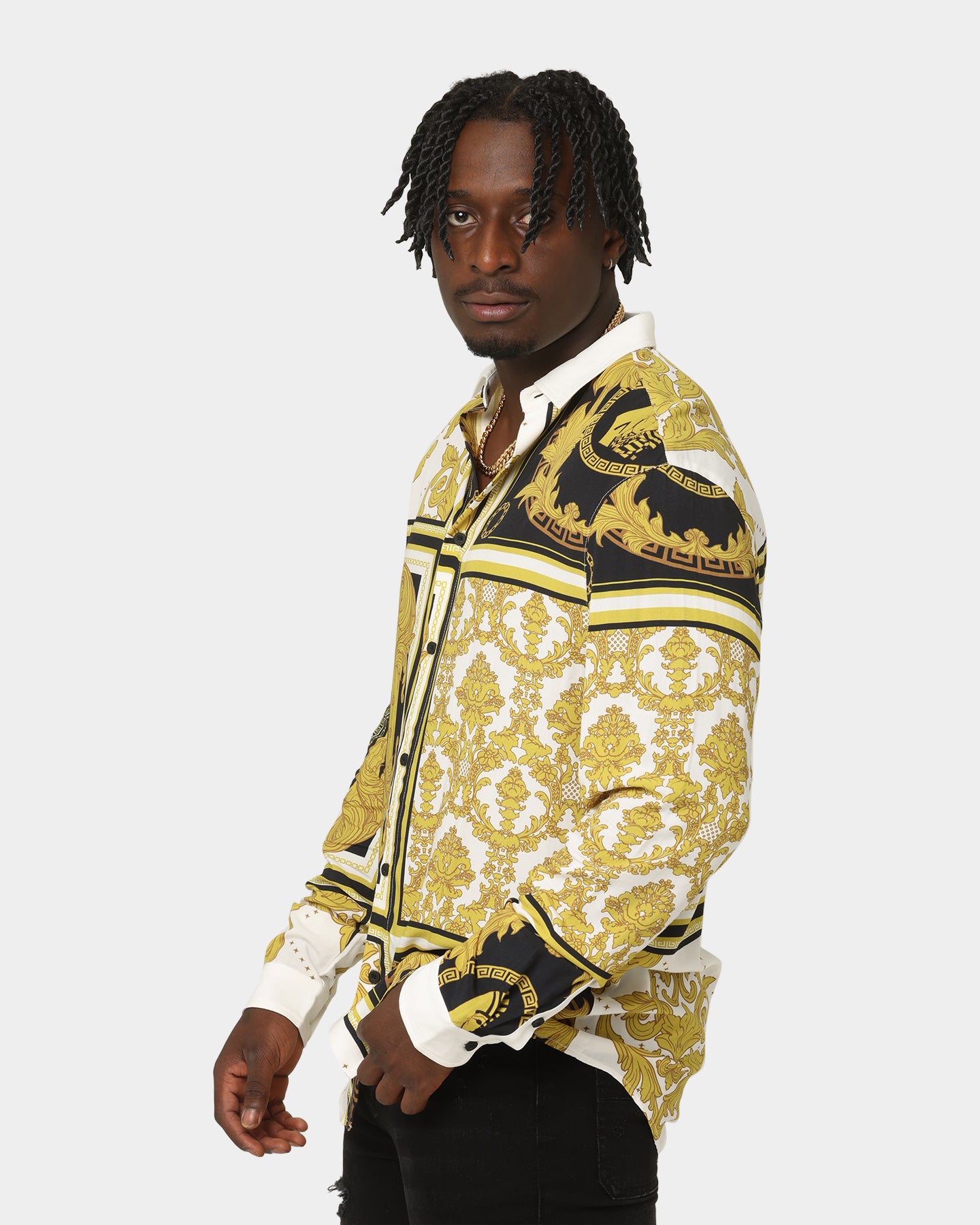 Last Kings Baroque Long Sleeve Shirt Black/White/Gold、mySite、zt4zffjzw