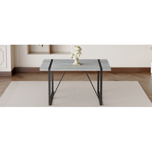 Rustic Industrial Rectangular Wood Dining Table For 4-6 Person, With 1.5" Thick Engineered Wood color Tabletop and Black Metal Legs,Desk For Kitchen Dining Living Room, 55.1" x 31.4"x 29.9"1529W115172、、casual