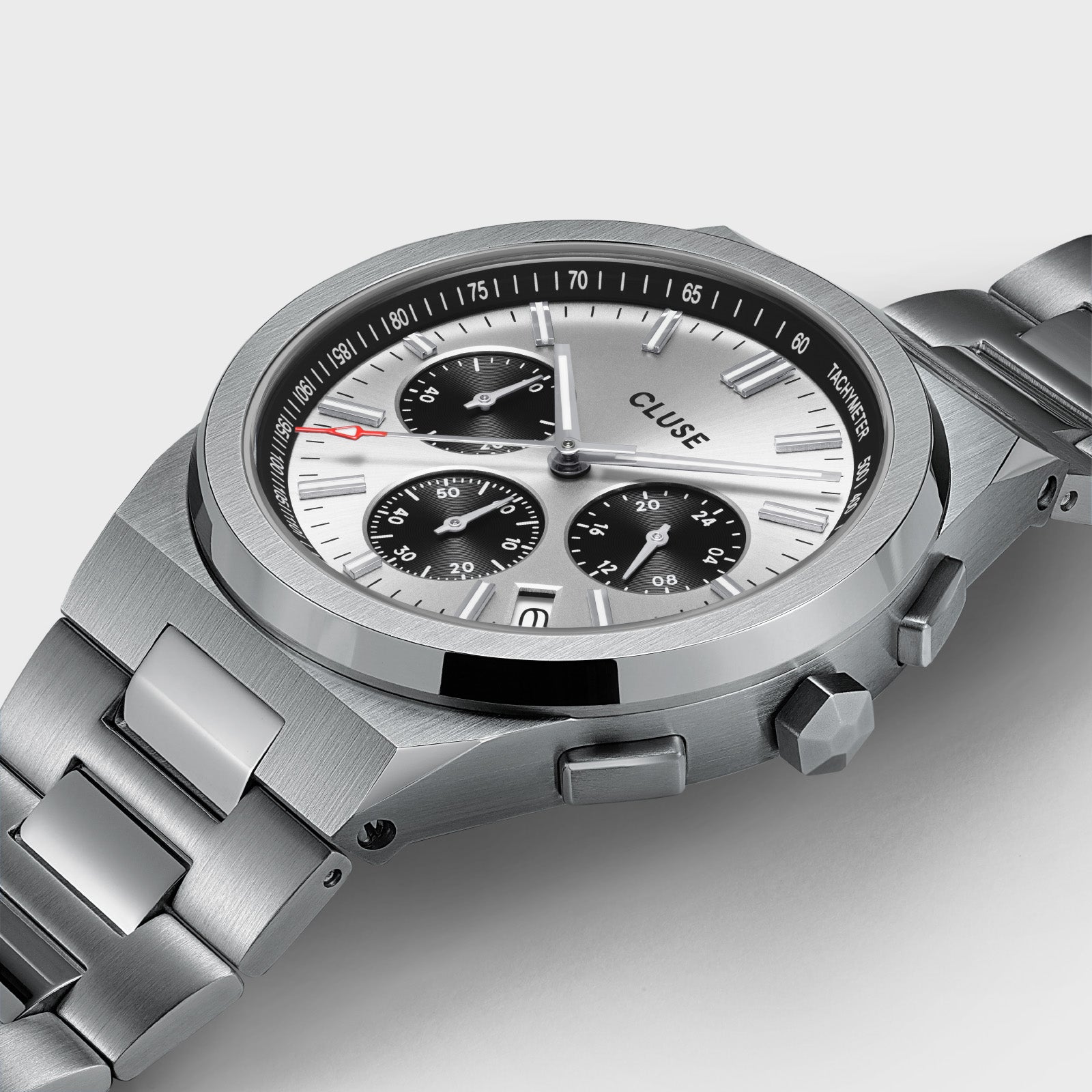 Vigoureux Chrono Watch Steel, Black, Full Silver Colour、mySite、botmansion