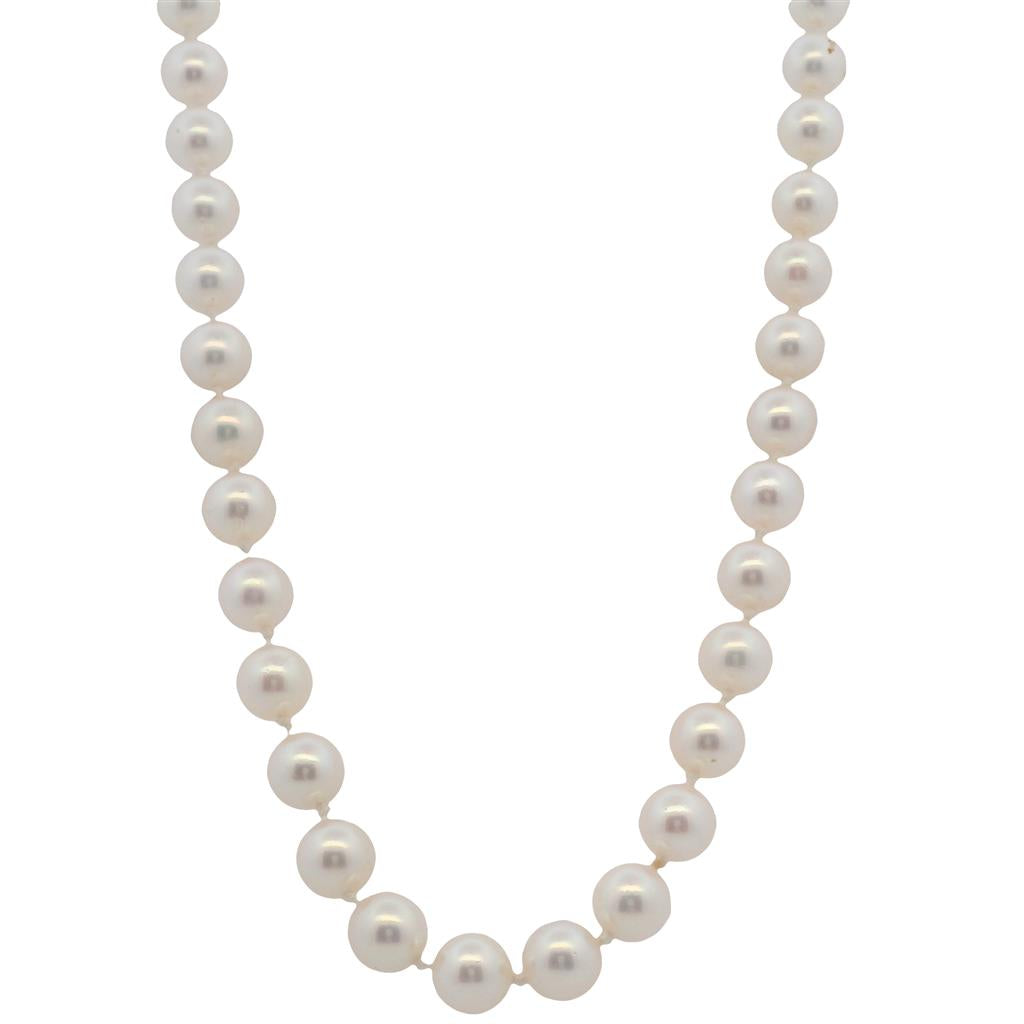  Estate 14K Yellow Gold 6mm Akoya Pearl Strand Necklace