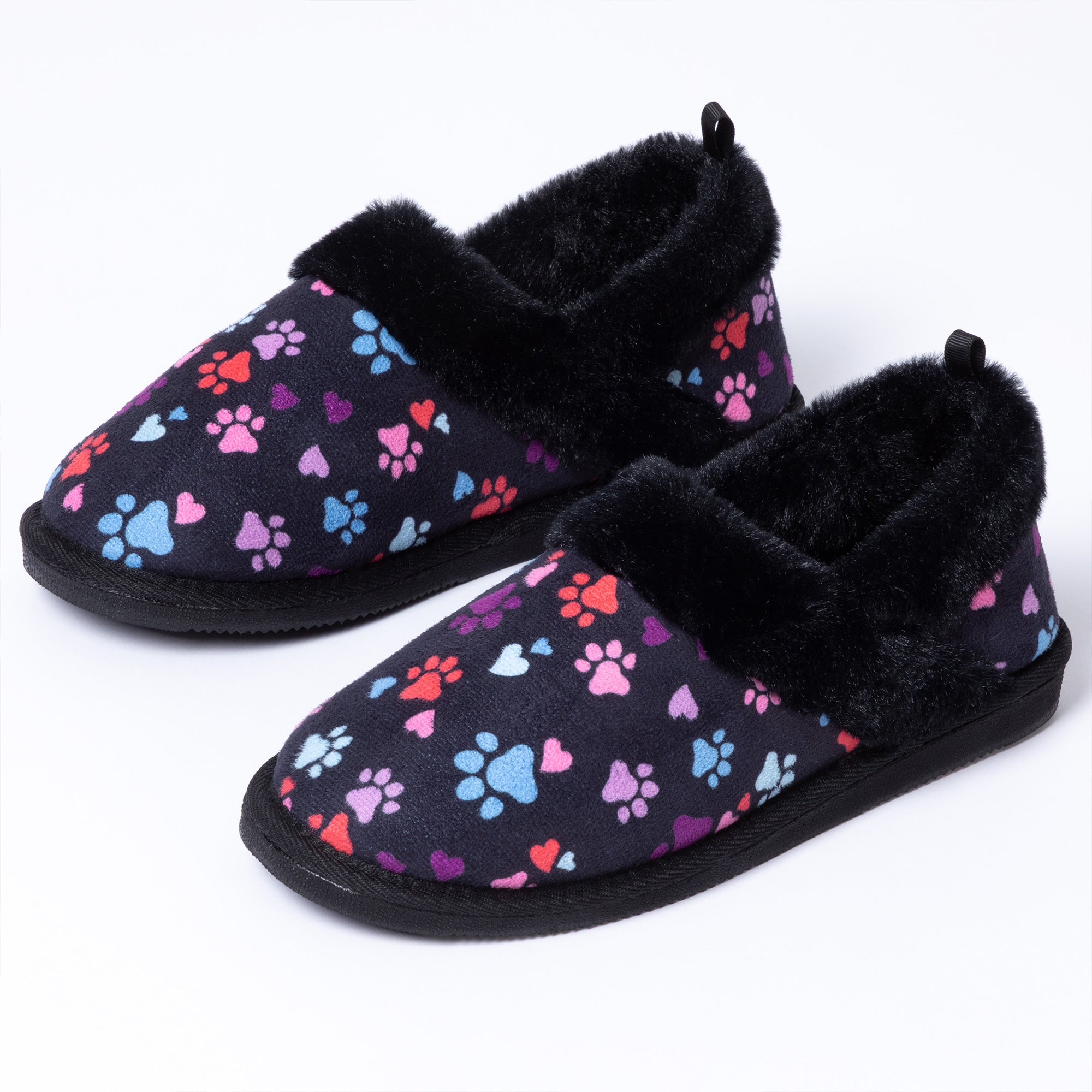 Paw Print Faux Fur Lined Indoor/Outdoor Slippers、mySite、camillekostekn