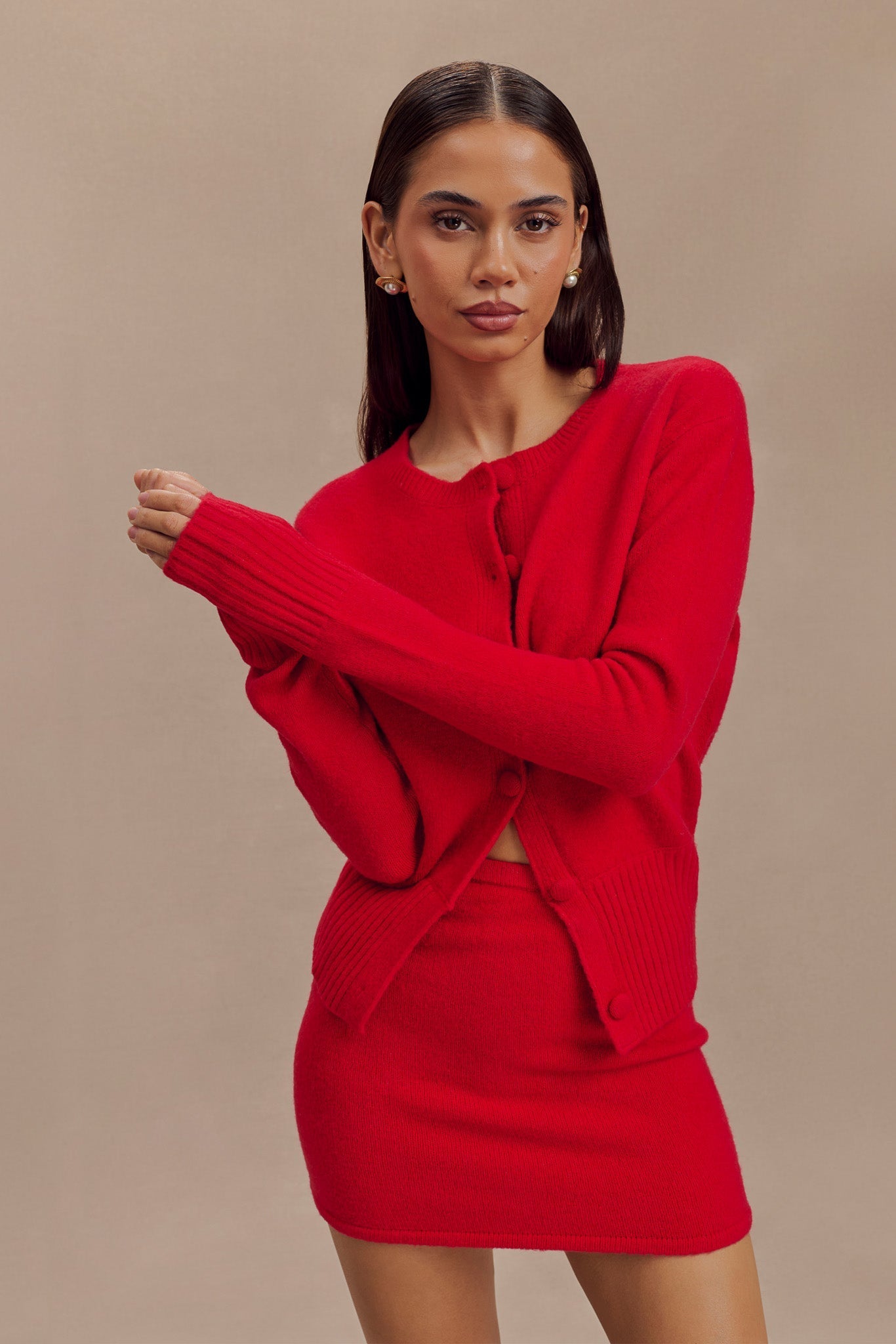 Genevieve Oversized Knit Cardigan - Ruby、mySite、solidvoid