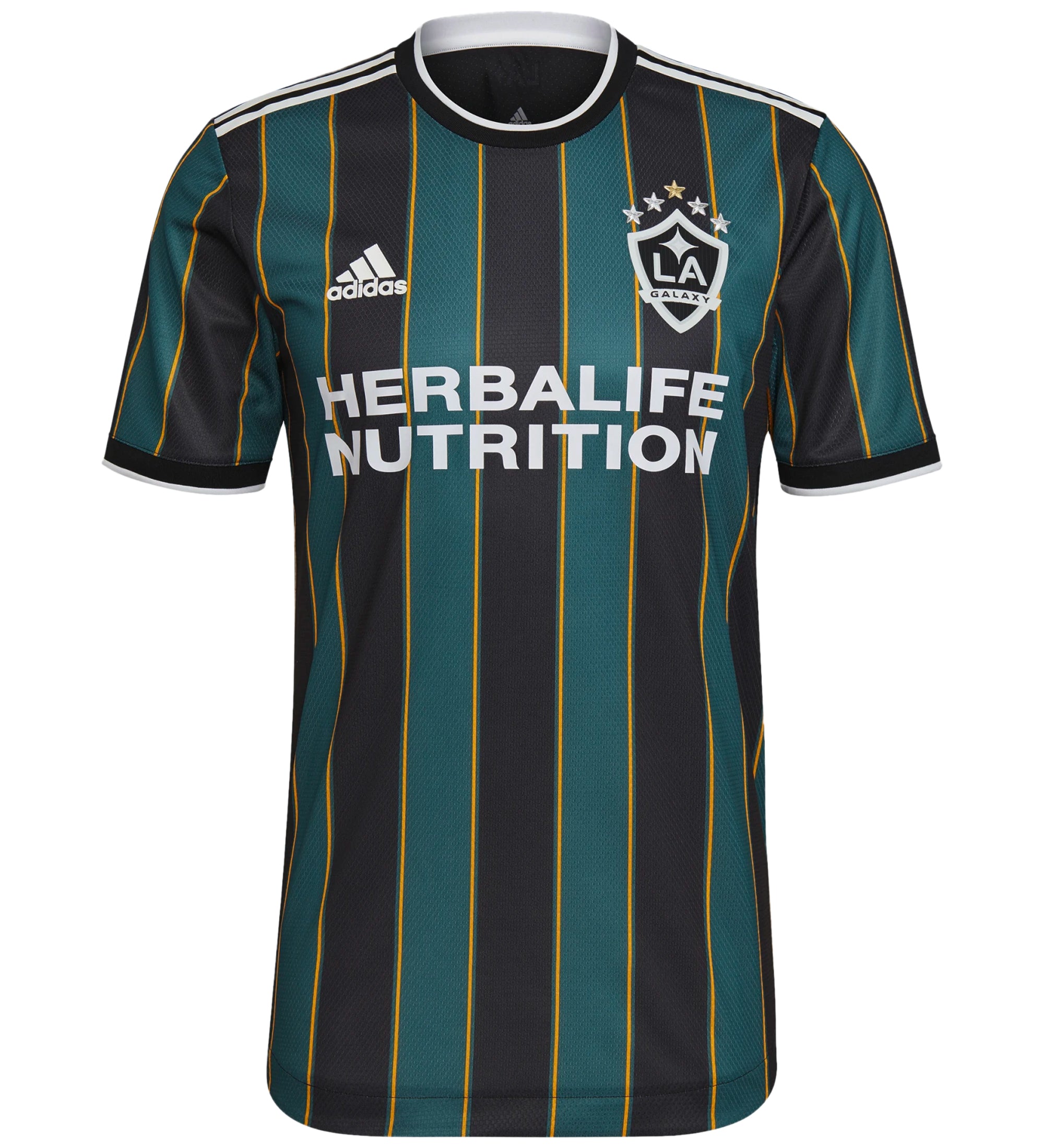 adidas Men's LA Galaxy 2021/22 Authentic Away Jersey Black/Tech Green、mySite、noshort
