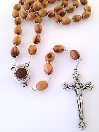 Olive wood Rosary with Holy Land earth - Soil - With Certificate of Authenticity、mySite、topwebapps