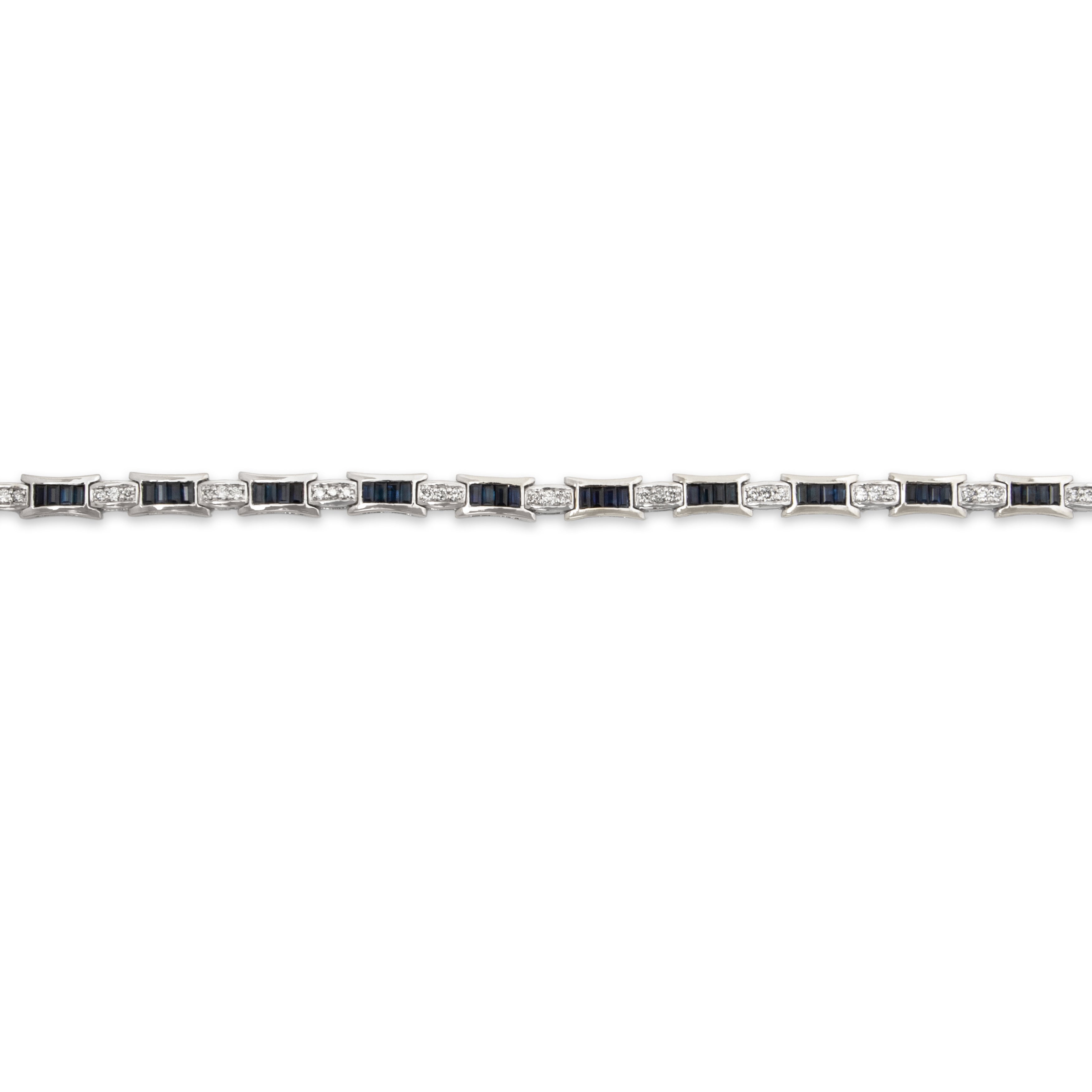 Vintage 14k White Gold 3.6cttw Sapphire .689cttw Diamond Refined Bracelet 6.75、mySite、hinf8tx79