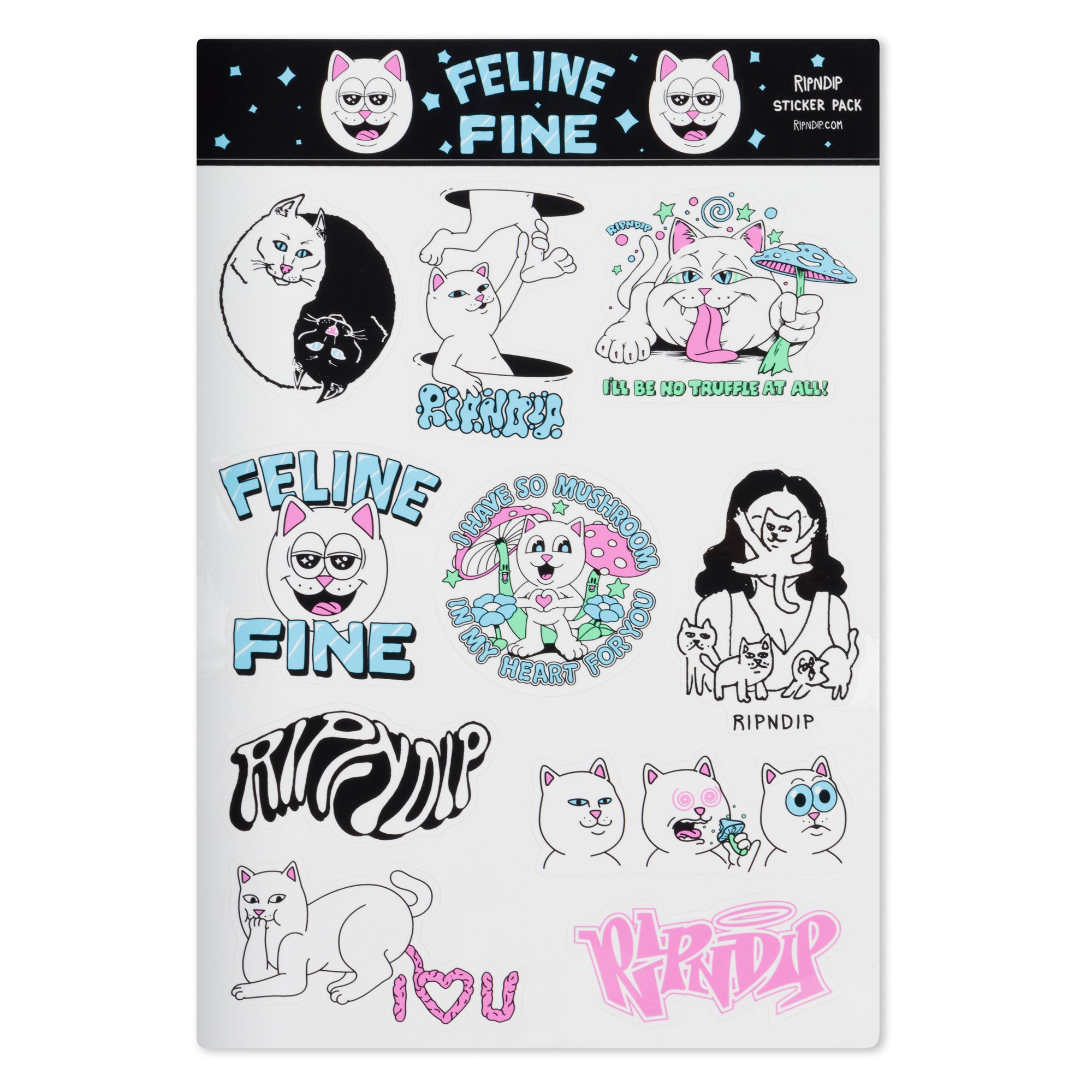  Feline Fine Sticker Sheet (Multi)、mySite、merchandisen