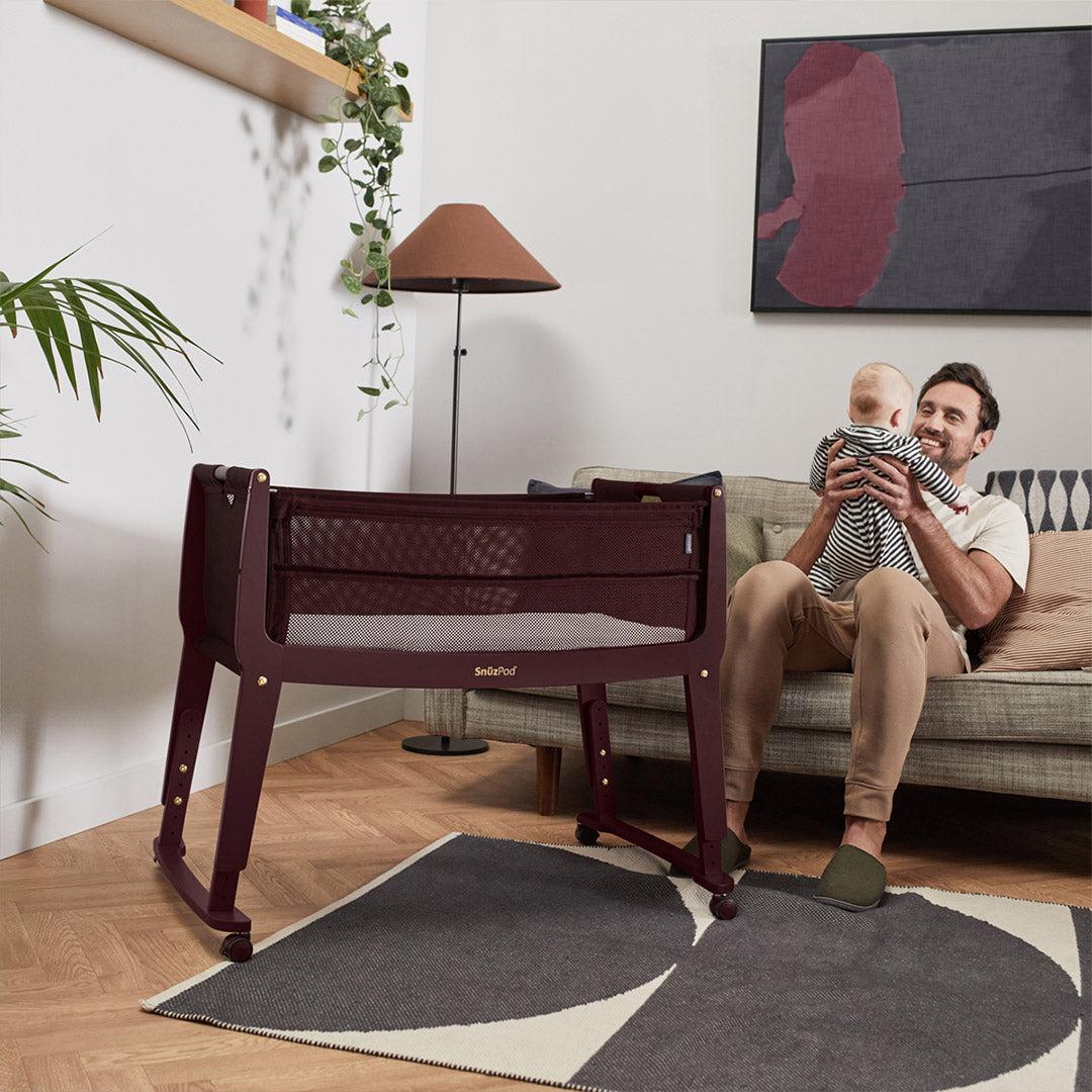  Snuz SnuzPod Studio Bedside Crib - Rome Burgundy、mySite、merchandisen