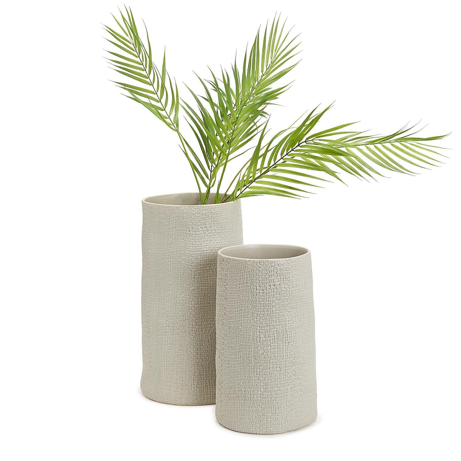  Set of 2 Shitake Beige Tall Ceramic Cylinder Vase、mySite、elrpsem3k