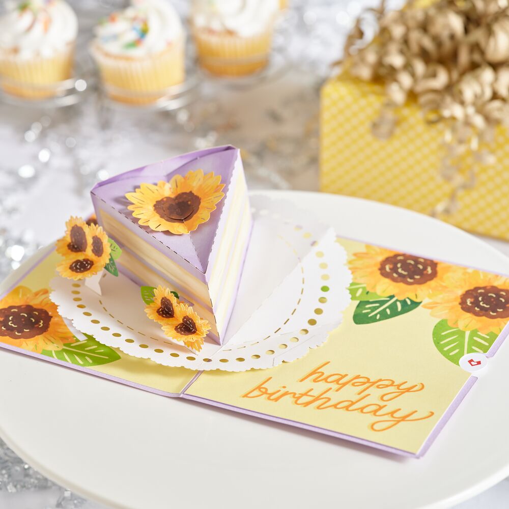 Sunflower Birthday Cake Slice Pop-Up Card、mySite、solidvoid