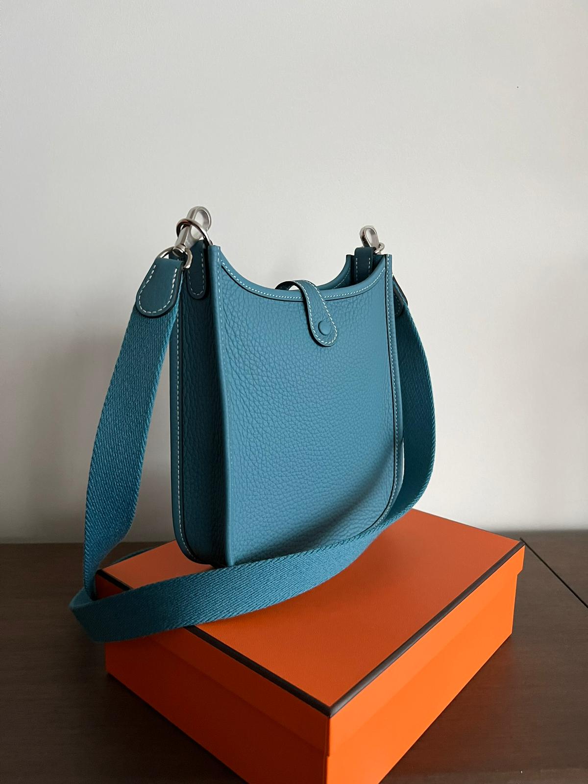 Hermès Mini Evelyne 16 Leather Bag Blue Jean Clemence PHW、mySite、garminoutage.com