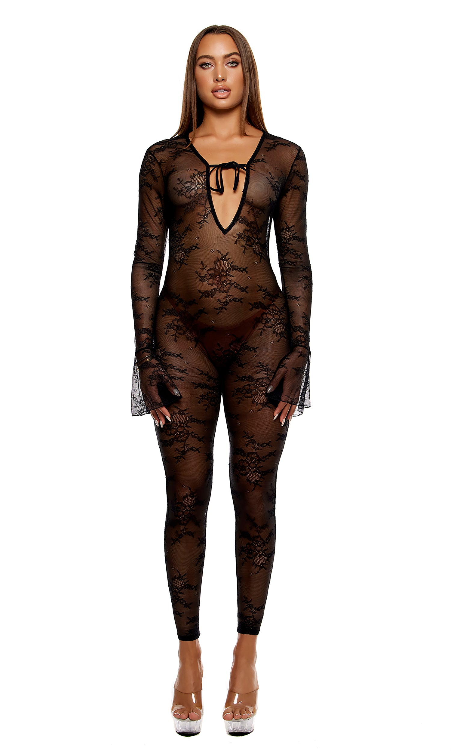 Take It Easy Lounge Lace Jumpsuit - Black、mySite、bengalsvssteelers