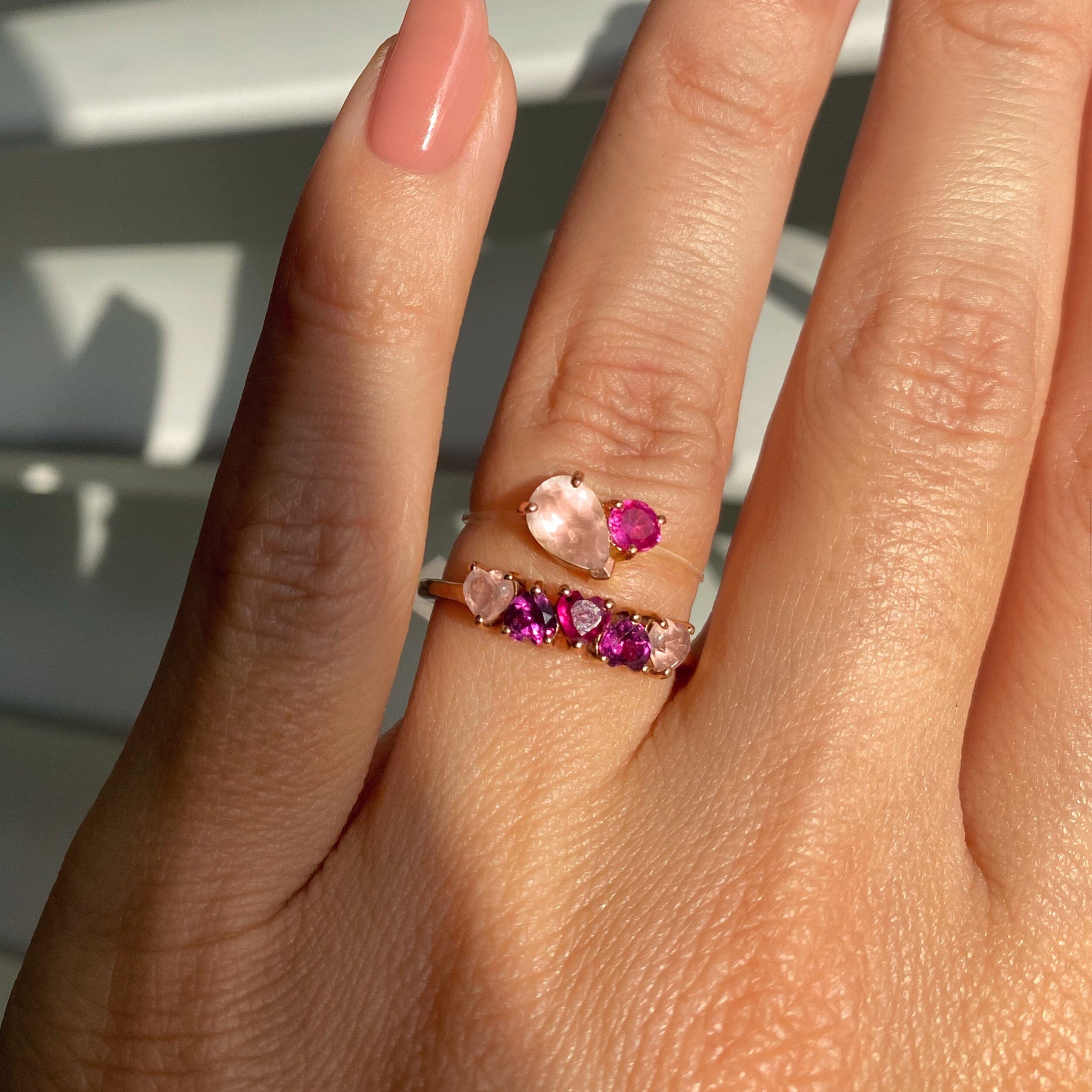 Rose Quartz Ruby Floating Toi Et Moi & Crush On You Rings、mySite、hinf8tx79