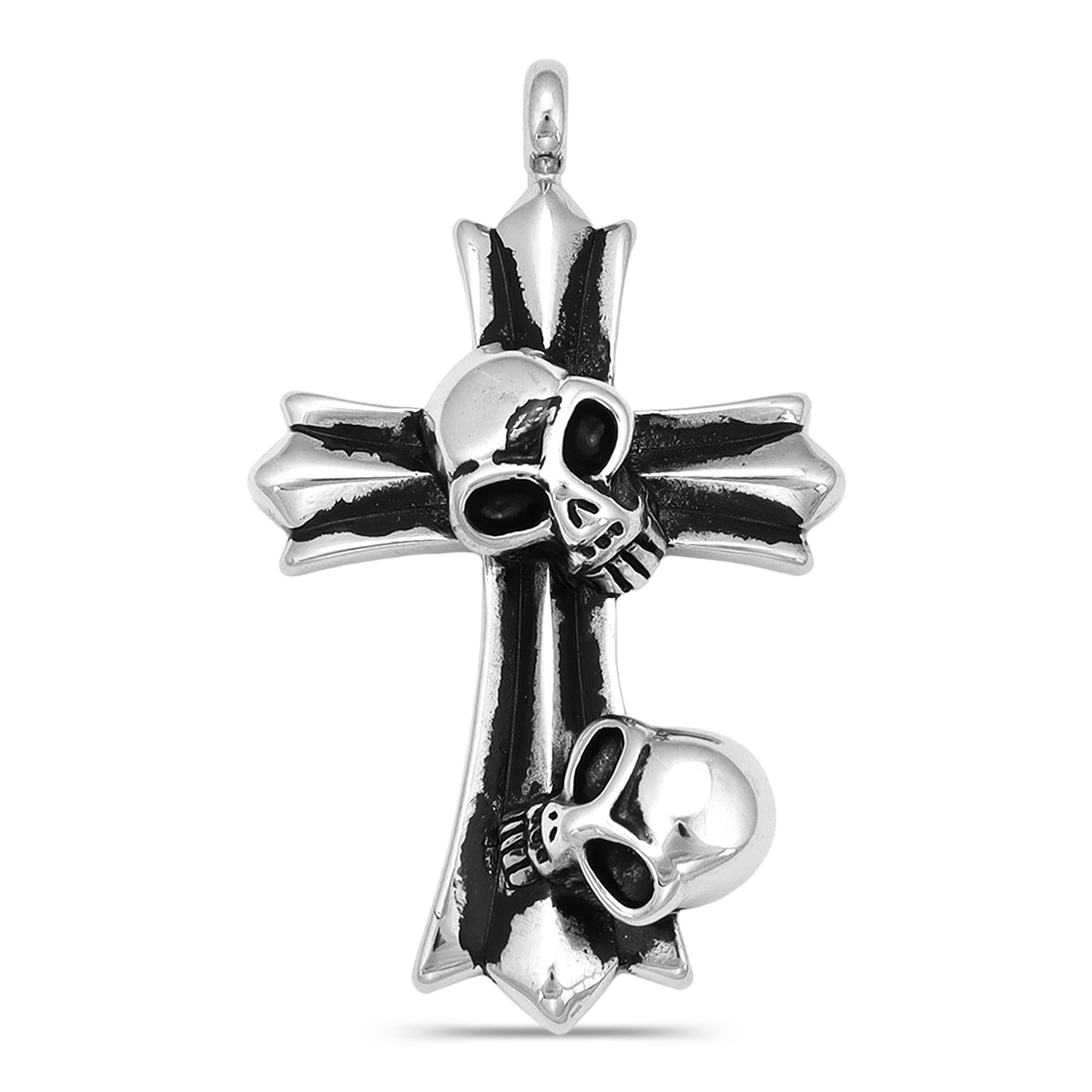 Stainless Steel Double Skull Cross Pendant / PDL2041、mySite、dreamappss
