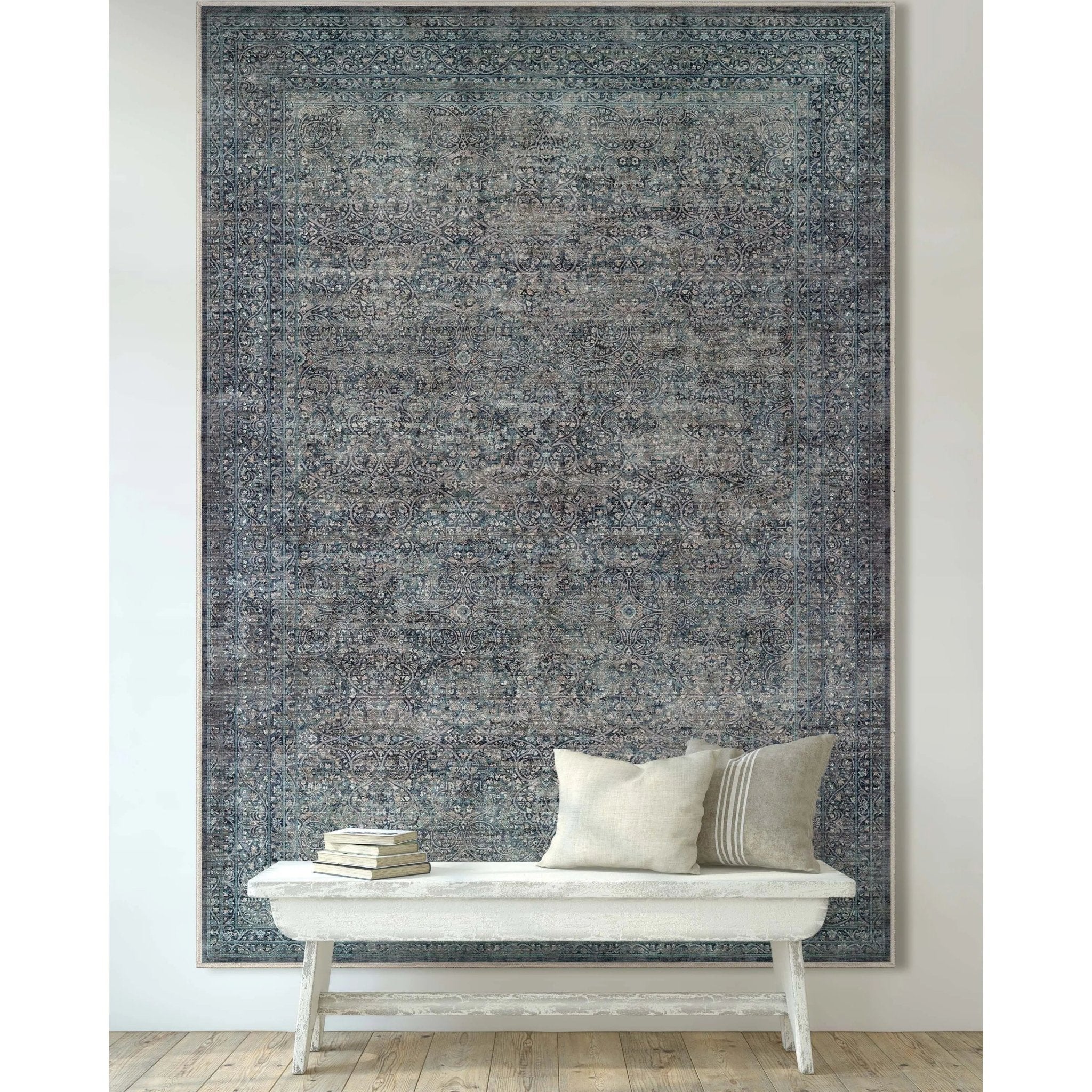 Juliette Vintage Persian Oriental Blue Flat-Weave Rug、mySite、gigharbornorthrealestate