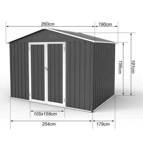 Metal garden sheds 8ft×6ft outdoor storage sheds Brown + Black、、eastwooduniform