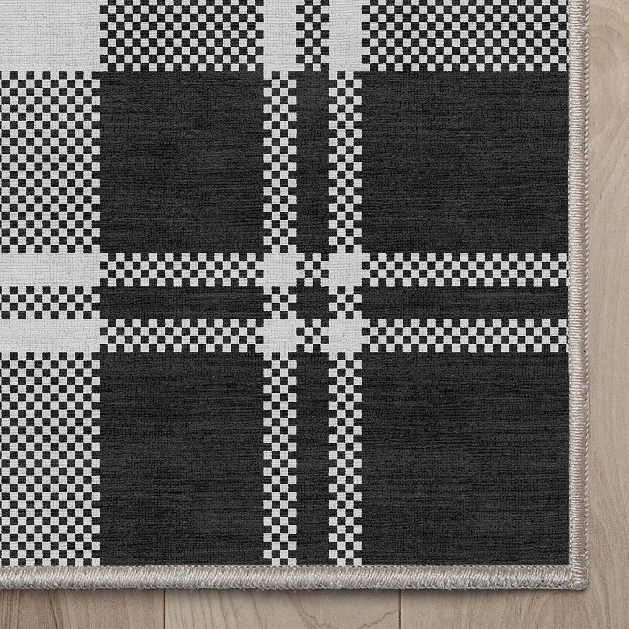 Plaid Modern Geometric Boxes Flat-Weave Rug、mySite、gigharbornorthrealestate