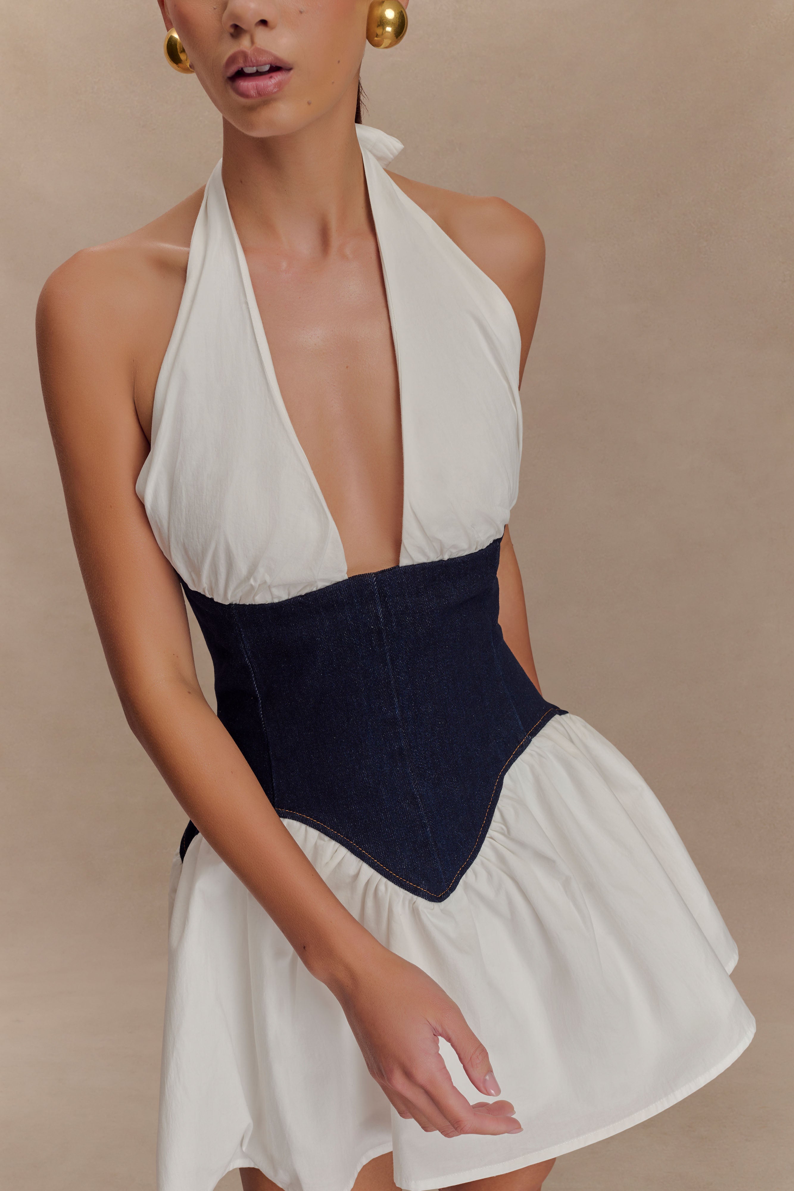 Merlyn Denim Cotton Mini Dress - Indigo Blue、mySite、solidvoid