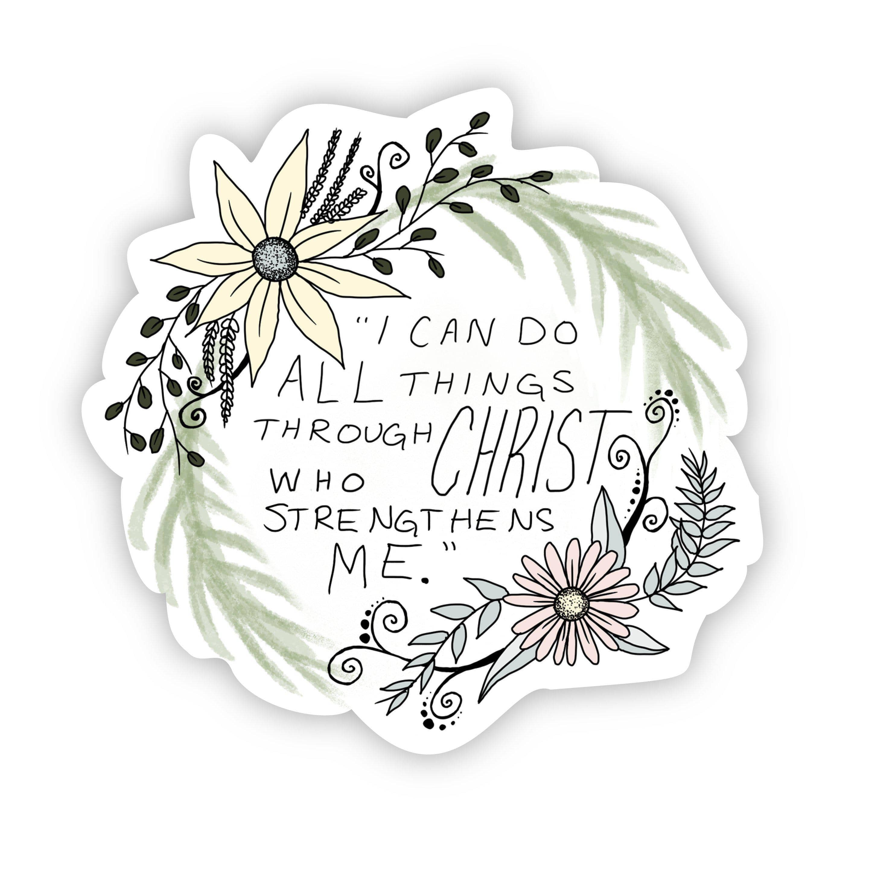  I can do all things through Christ who strengthens me - floral faith sticker、mySite、elrpsem3k