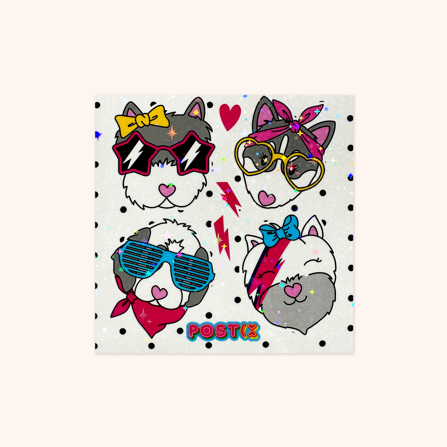  Bowie's Rock 'n' Grohl Dogs Square Hologram Sticker Sheet、mySite、ghnorth