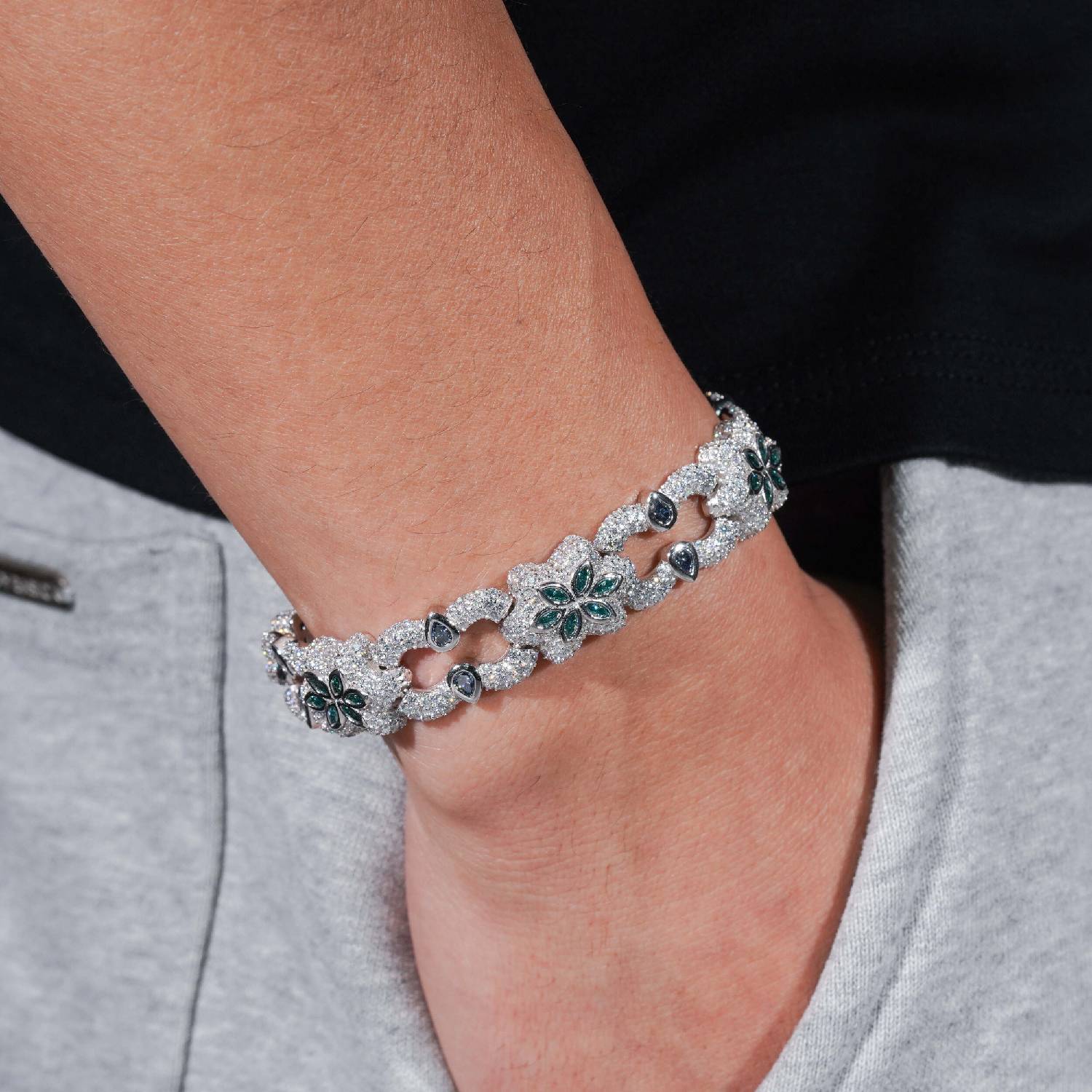 13MM Double Accent Moissanite Cuban Link Bracelet 14K、mySite、hinf8tx79