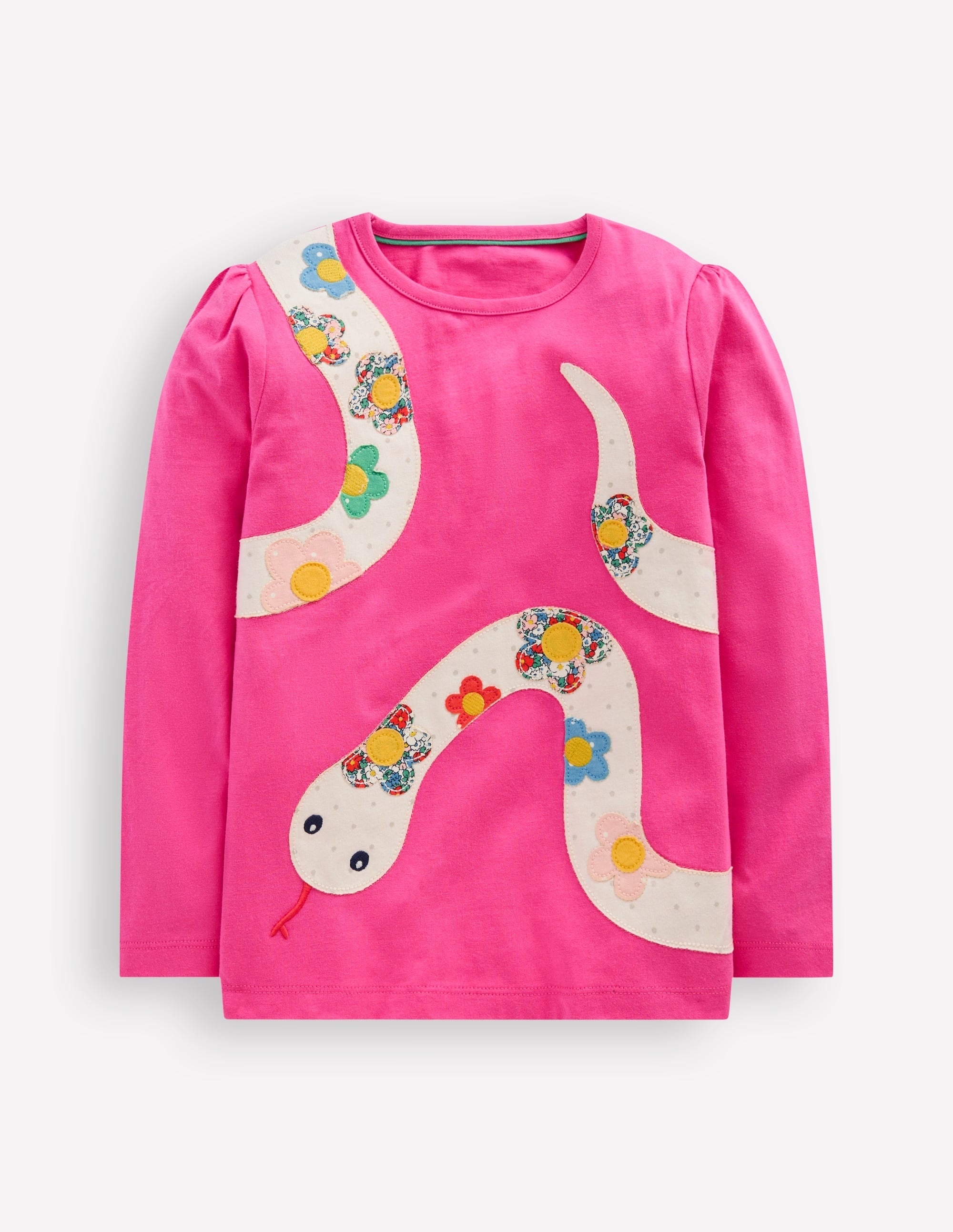  Puff Sleeve Applique T-Shirt-Pink Lunar New Year Snake、mySite、ashleygrahame