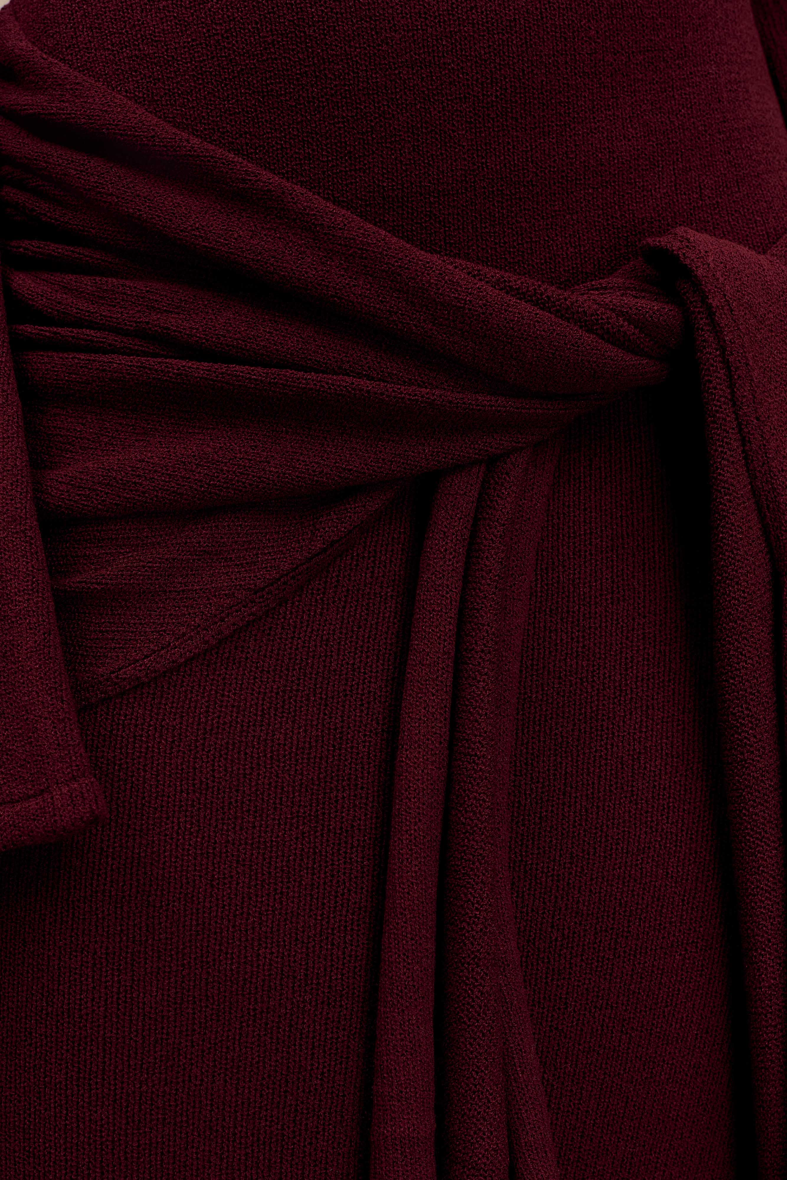 Cameron Off Shoulder Tie Maxi Dress - Merlot、mySite、solidvoid