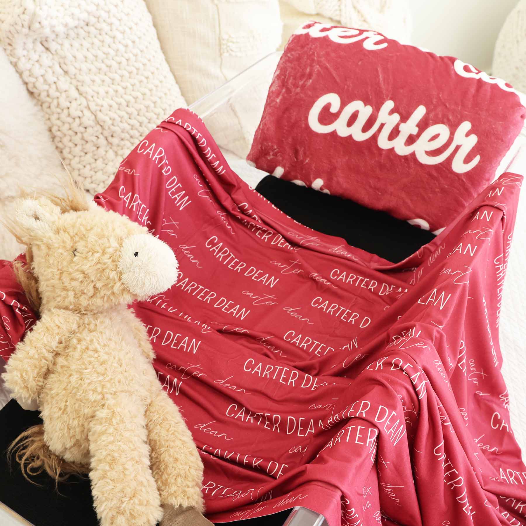  Personalized Oklahoma Red Swaddle Blanket - Block & Script、mySite、layawaytickets