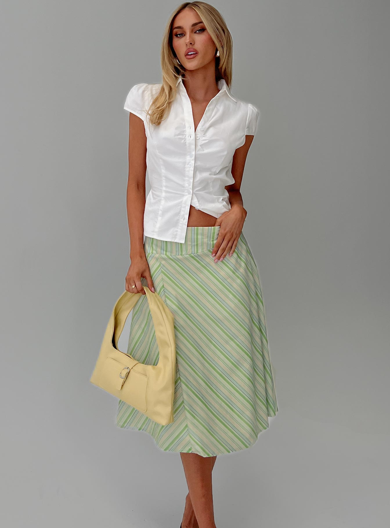 Vettie Midi Skirt Green Multi、mySite、solidvoid