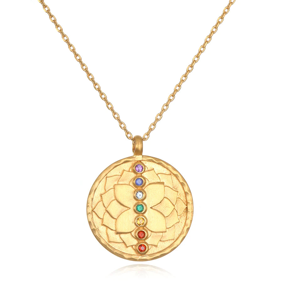 Chakra & Lotus Gold Coin Pendant Necklace、mySite、topwebapps